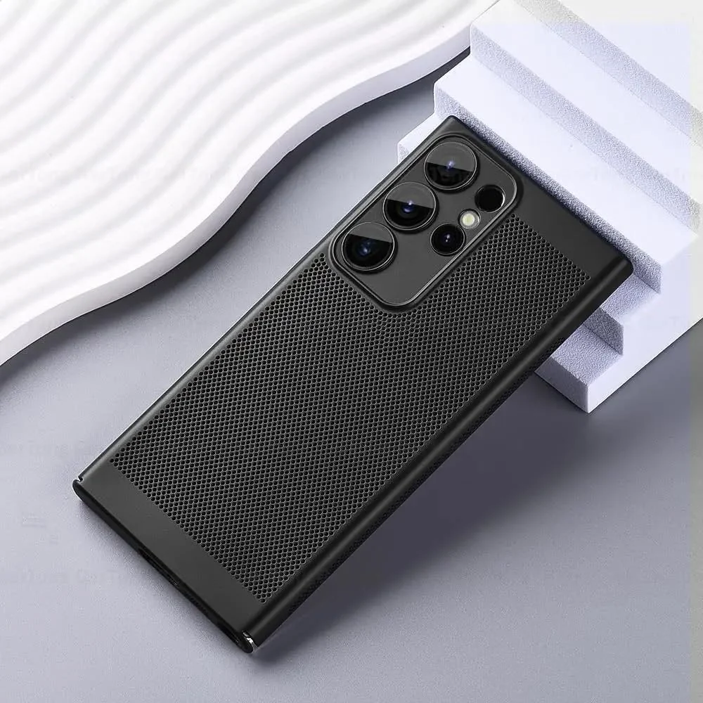 DL3 Mobilak Heat-Dissipation Hard PC Case with Built-In Camera Lens Protector for Samsung Galaxy S23 Ultra - Black