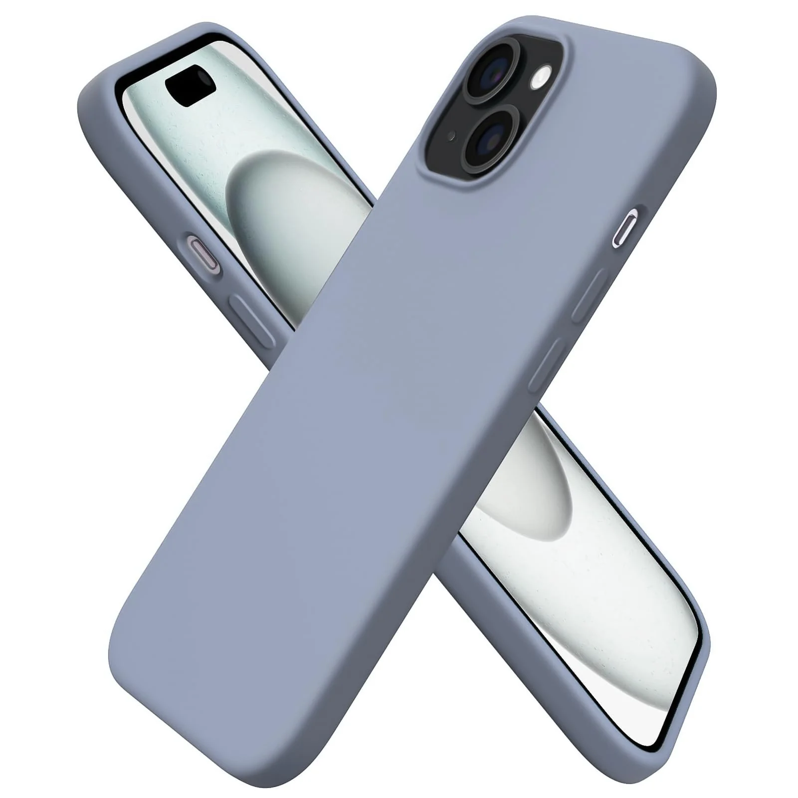 DL3 Mobilak Liquid Silicone Protective Case for iPhone 14 (6.1 Inch) with Camera Protection and Microfiber Lining - Lavender Gray