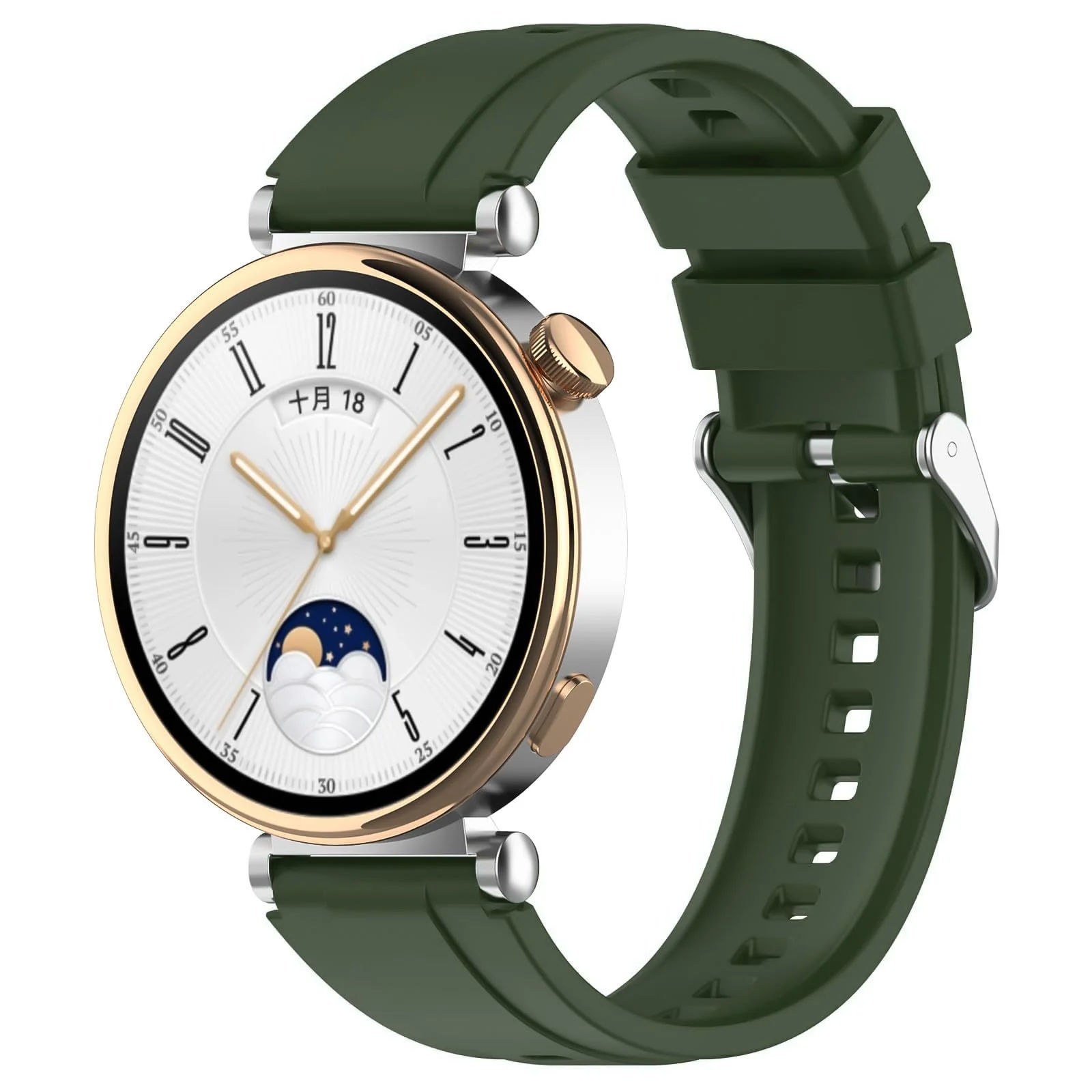 DL3 Mobilak Strap Compatible with Huawei Watch GT5 Pro 42mm / GT5 41mm / GT4 41mm / Garmin Venu 3S / Forerunner 265S / Fossil Women's Gen 6, 18mm Soft Silicone Replacement Bands - Army Green