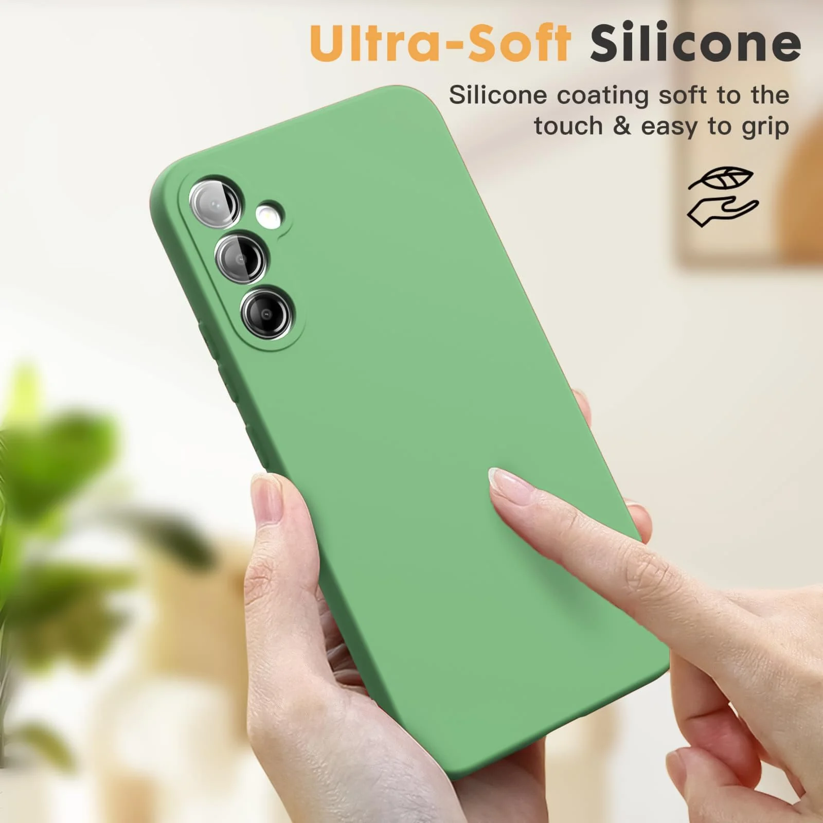 DL3 Mobilak Soft Silicone Protective Case for Samsung Galaxy A15 with Microfiber Lining and Shockproof Design - Mint Green