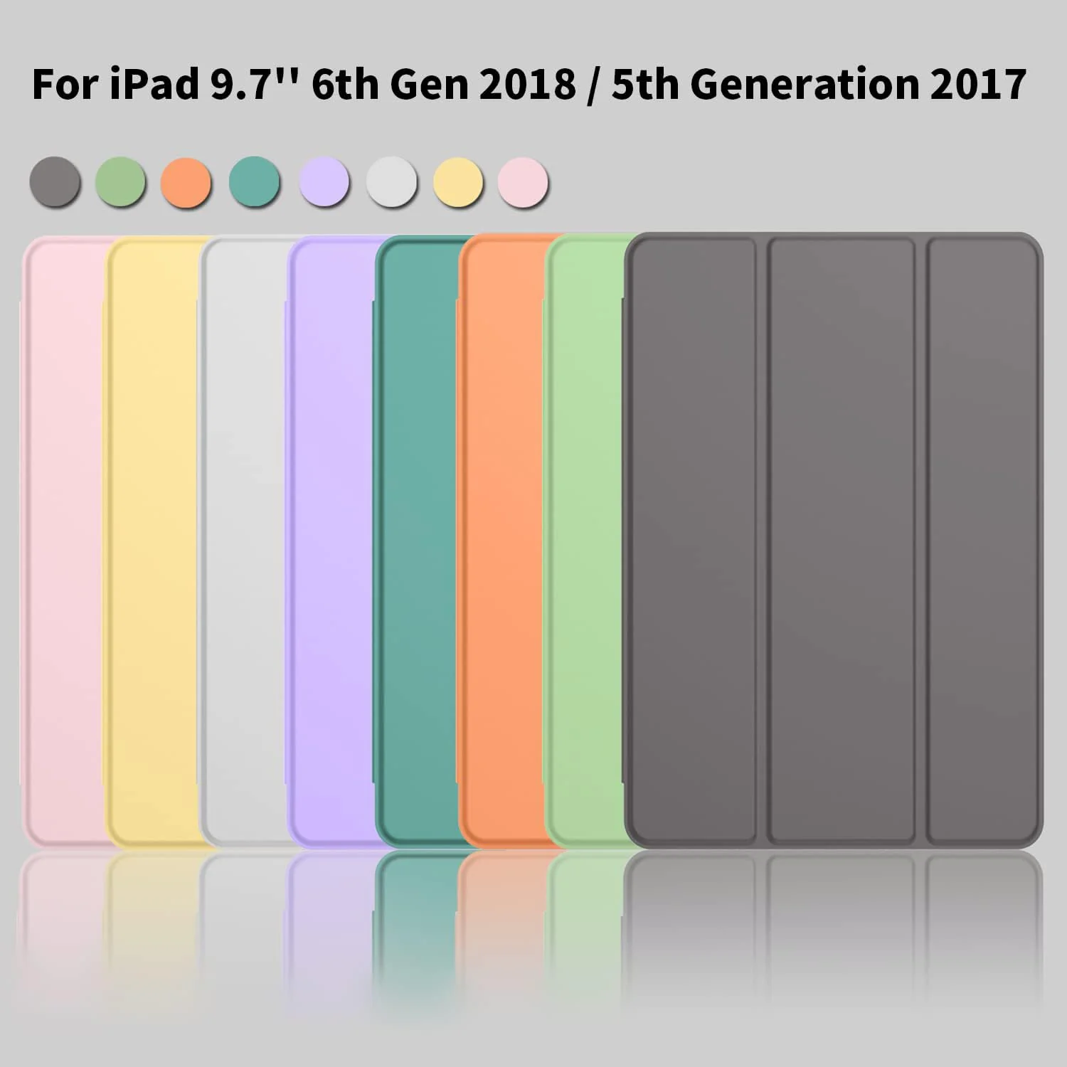 DL3 Mobilak Case For iPad 9.7-inch, (2018/2017), iPad Pro 9.7 Inch 2016, iPad Air 2nd/1st Smart Cover with Pencil Holder and Soft Silicone Back, Full Body Protection, Auto Wake/Sleep - Space Gray
