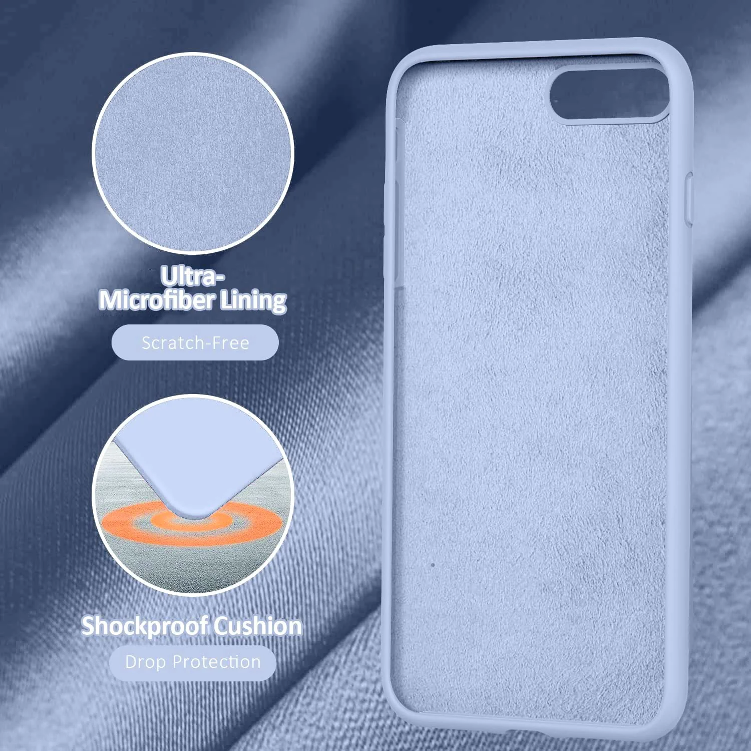 DL3 Mobilak Liquid Silicone Protective Case with Soft Microfiber Lining for iPhone 7 Plus / iPhone 8 Plus - Baby Blue