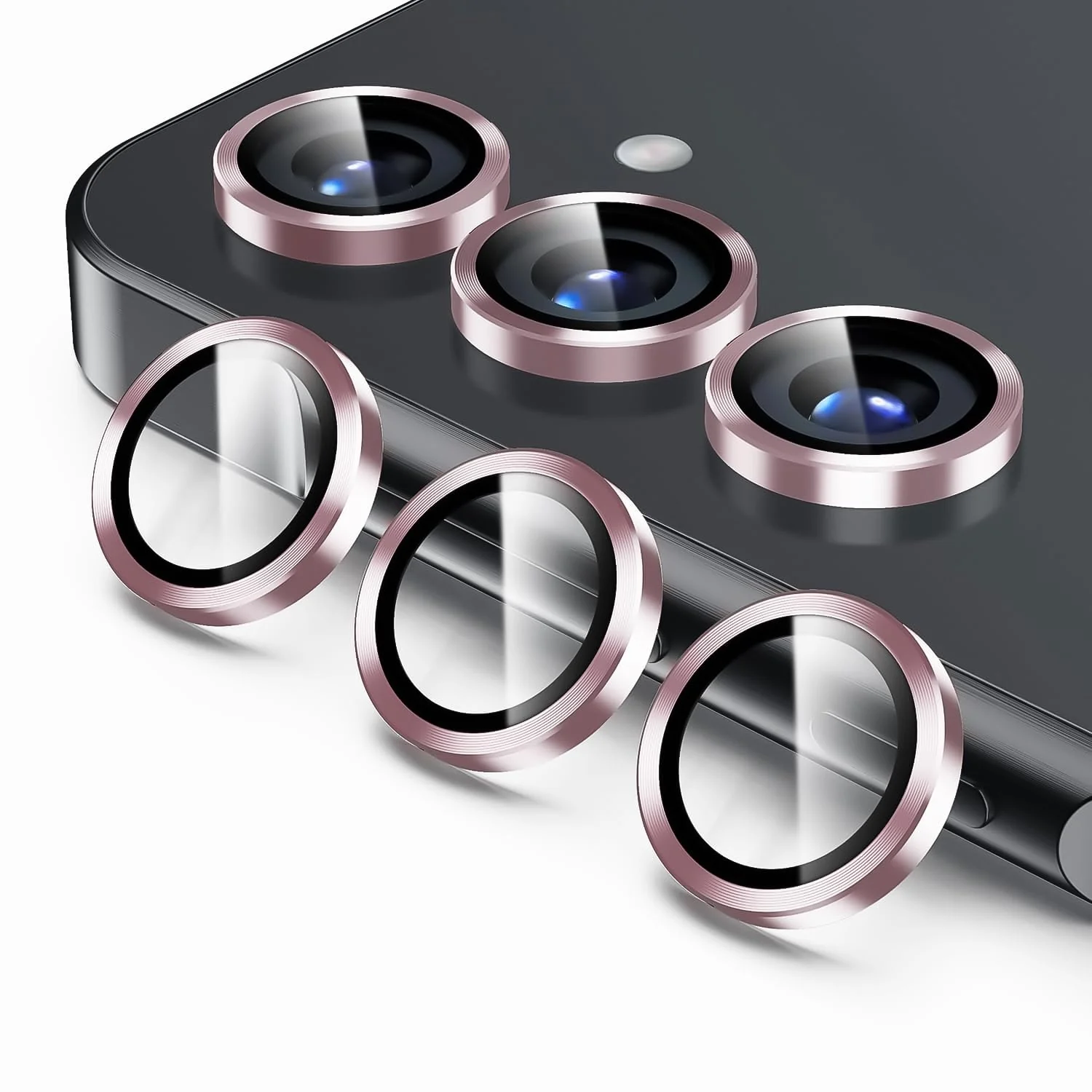 DL3 Mobilak Camera Lens Protector for Samsung Galaxy S24 FE Accessories, 9H Tempered Glass Metal Individual Ring Camera Cover Screen Protector for Samsung S24 FE, Case Friendly, Anti Scratch