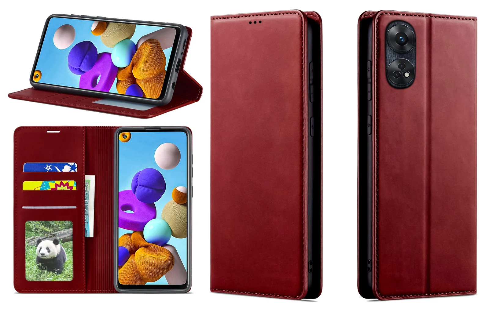 Dl3 Mobilak Premium PU Leather Flip Folio Case for Oppo Reno 8T 4G (Reno8T), Magnetic Closure Protective Case Kickstand Card Cash Slot Shockproof Durable Wallet Cover Soft TPU (Black)