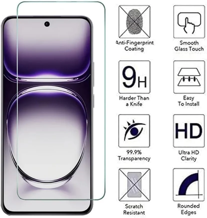 DL3 Mobilak Full Glass Screen Protector For OPPO Reno 12 5G, Tempered Glass, Fingerprint Unlock, 1 Count - Clear