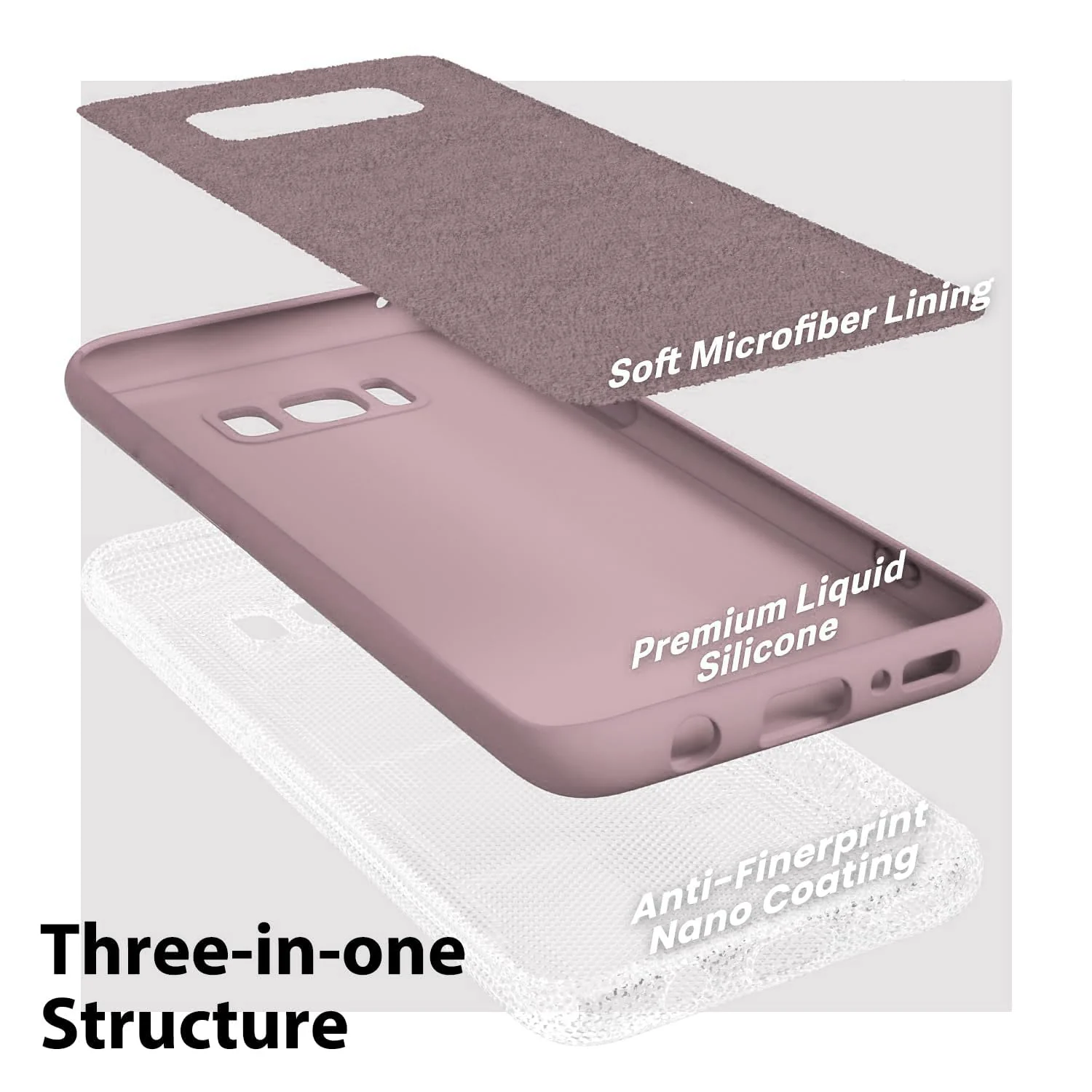 DL3 Mobilak Liquid Silicone Protective Case with Soft Microfiber Lining with Full Camera Protection for Samsung Galaxy S8+ Plus - Cashmere