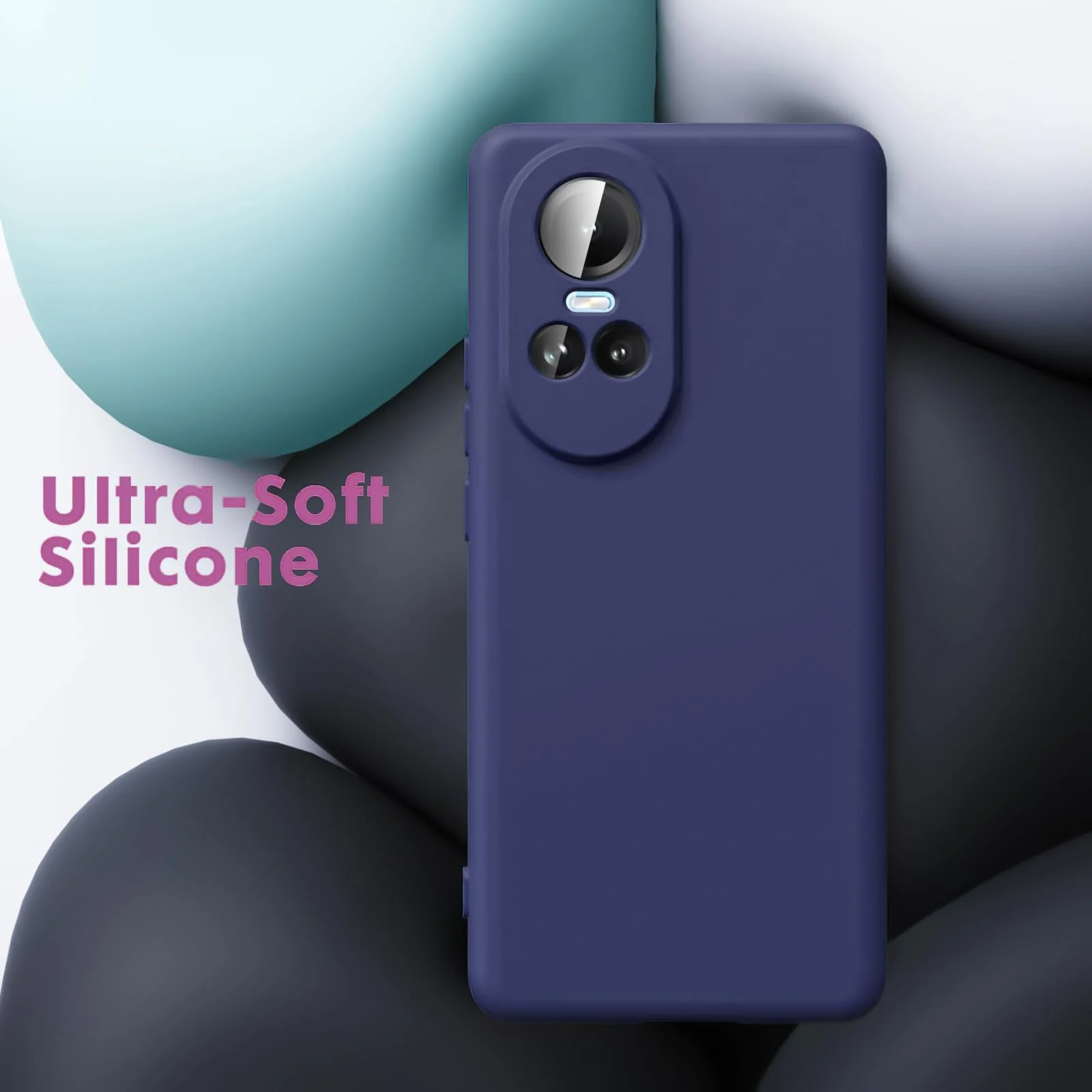 DL3 Mobilak Liquid Silicone Protective Case with Soft Microfiber Lining with Full Camera Protection for OPPO Reno 10 5G / OPPO Reno 10 Pro 5G - Blue 2