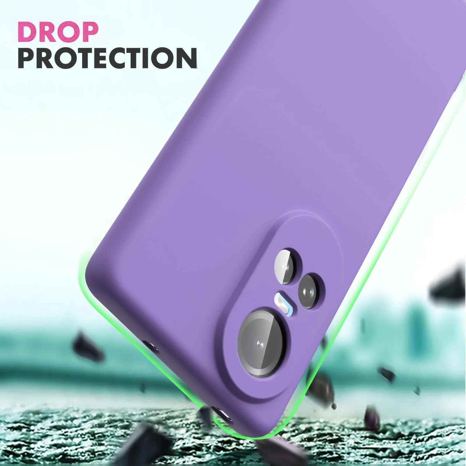 DL3 Mobilak OPPO Reno 10 Case, Soft Flexible Liquid Silicone Gel Rubber Bumper Cover, Full Body Shockproof Protective Phone Case - Light Purple
