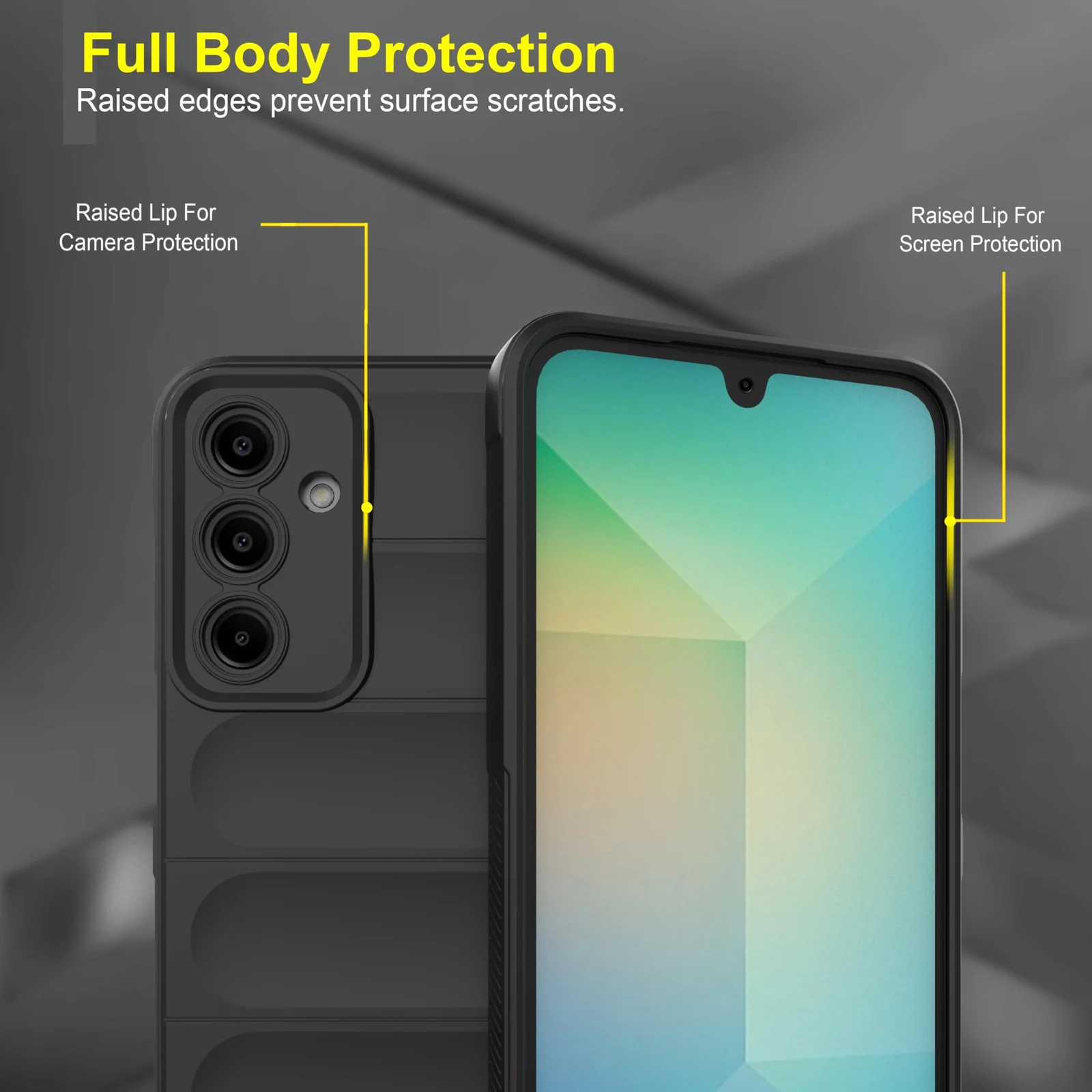 DL3 Mobilak Silicone Case for Samsung Galaxy A05s Heavy Duty Protective [Slim Fit] Shockproof Soft Flexible Protective Design Shock-Absorption TPU Cover With Camera Protection - Black