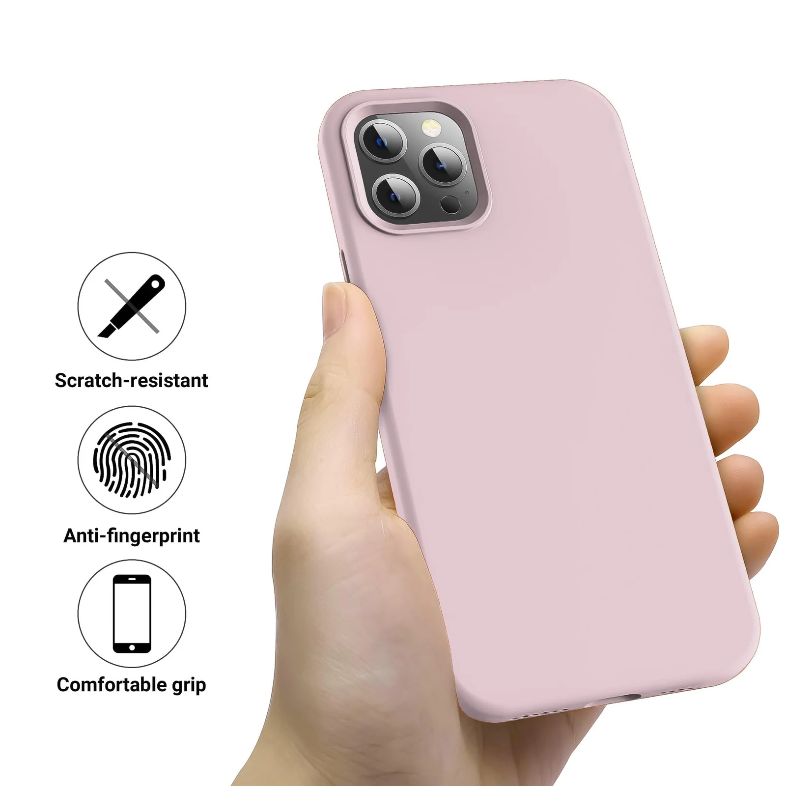 DL3 Mobilak Liquid Silicone Protective Case for iPhone 13 Pro Max (6.7 Inch) with Camera Protection and Microfiber Lining - Pink Sand 2