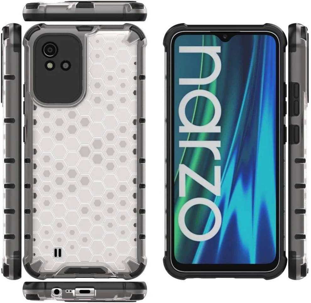 DL3 Mobilak Honeycomb Protective Case for realme C30 / realme Narzo 50i, Shock-absorbing protection, Transparent design, Slim, lightweight profile - Clear