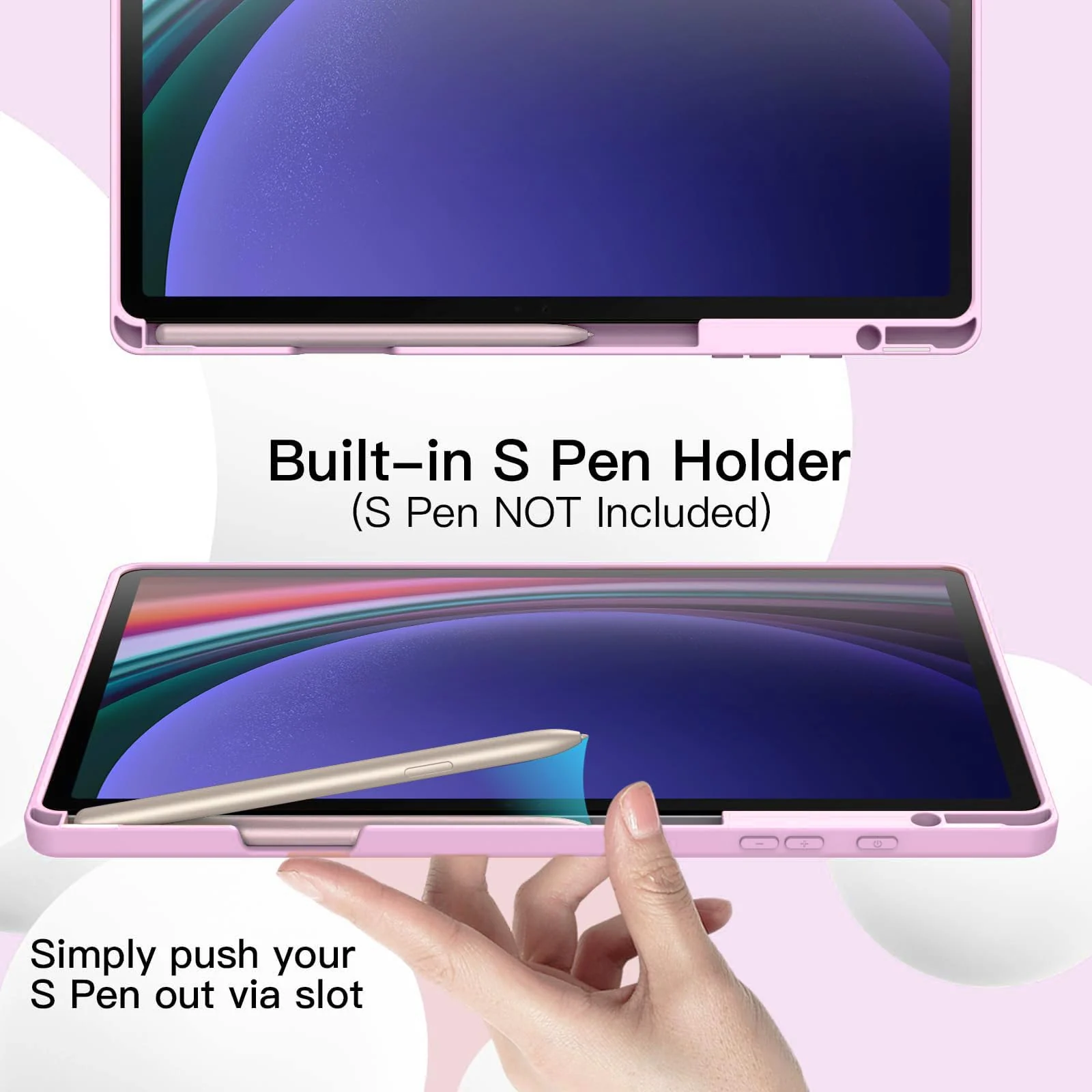 DL3 Mobilak Case for Samsung Galaxy Tab S9+ Plus/Galaxy Tab S9 FE+ Plus 12.4 Inch 2023 with S Pen Holder, Soft TPU Tri-Fold Stand Protective Tablet Cover, Auto Wake/Sleep - Pastel Violet