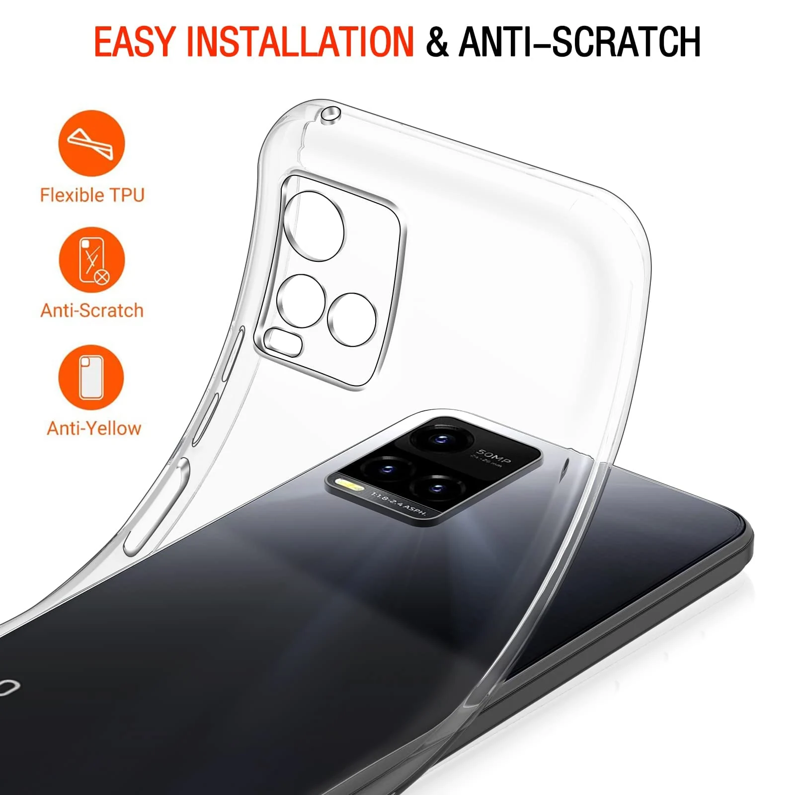 DL3 Mobilak Case Compatible with vivo Y33S / Y21s / Y21 / Y21t - Crystal, Anti-Scratch, Shock-Absorbent, TPU Gel Case - Clear