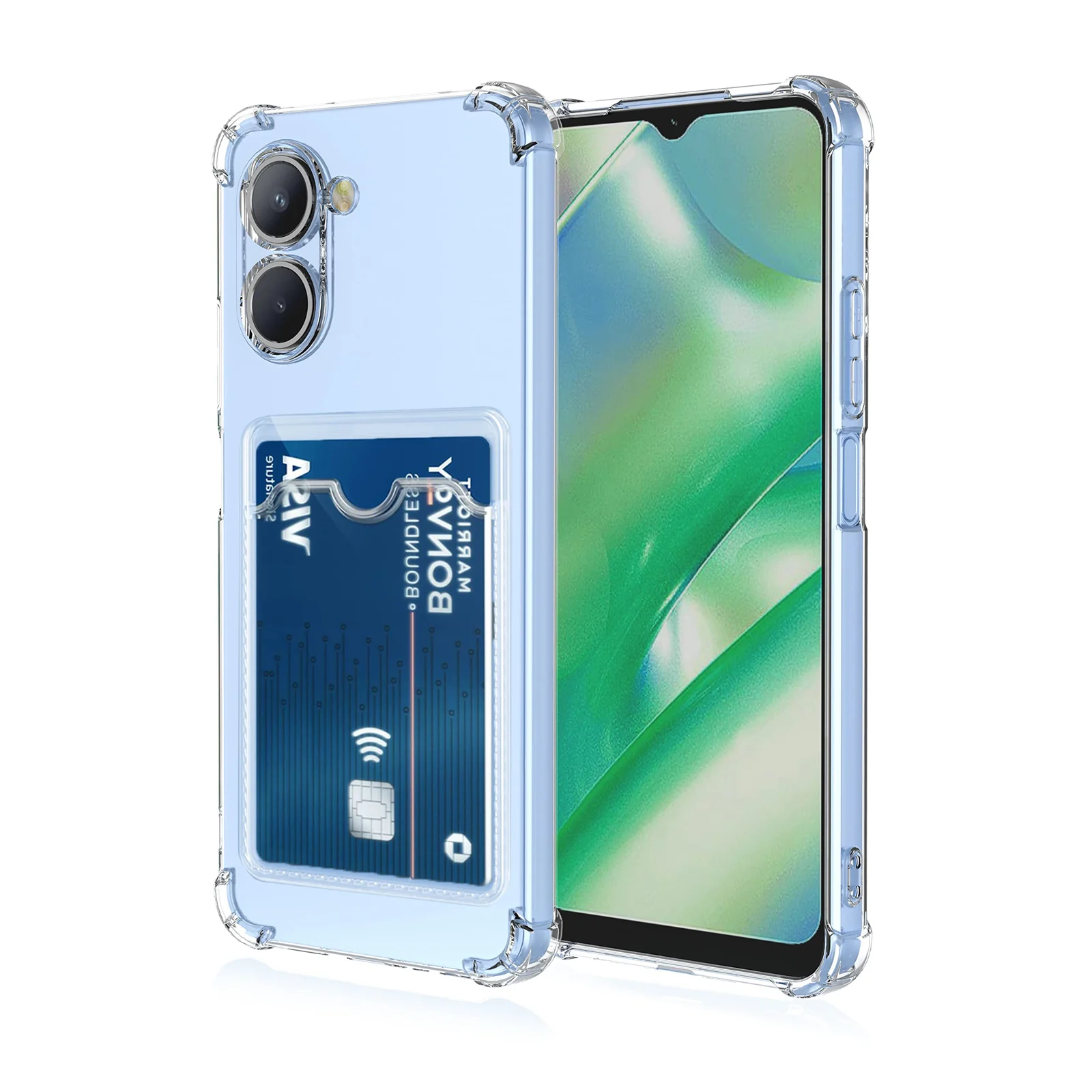 DL3 Mobilak Clear TPU Card Holder Case for OPPO realme C33 4G / C33 2023 Upgrade Card Slot Case Slim Fit with Camera Protection and Shockproof Design - Transparent