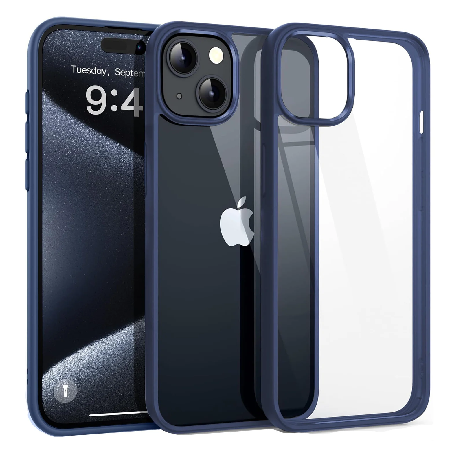 DL3 Mobilak Clear TPU Case for iPhone 15 (6.1 Inch), Supports wireless charging, Shock-absorbing protection, Anti-fingerprint finish - Blue