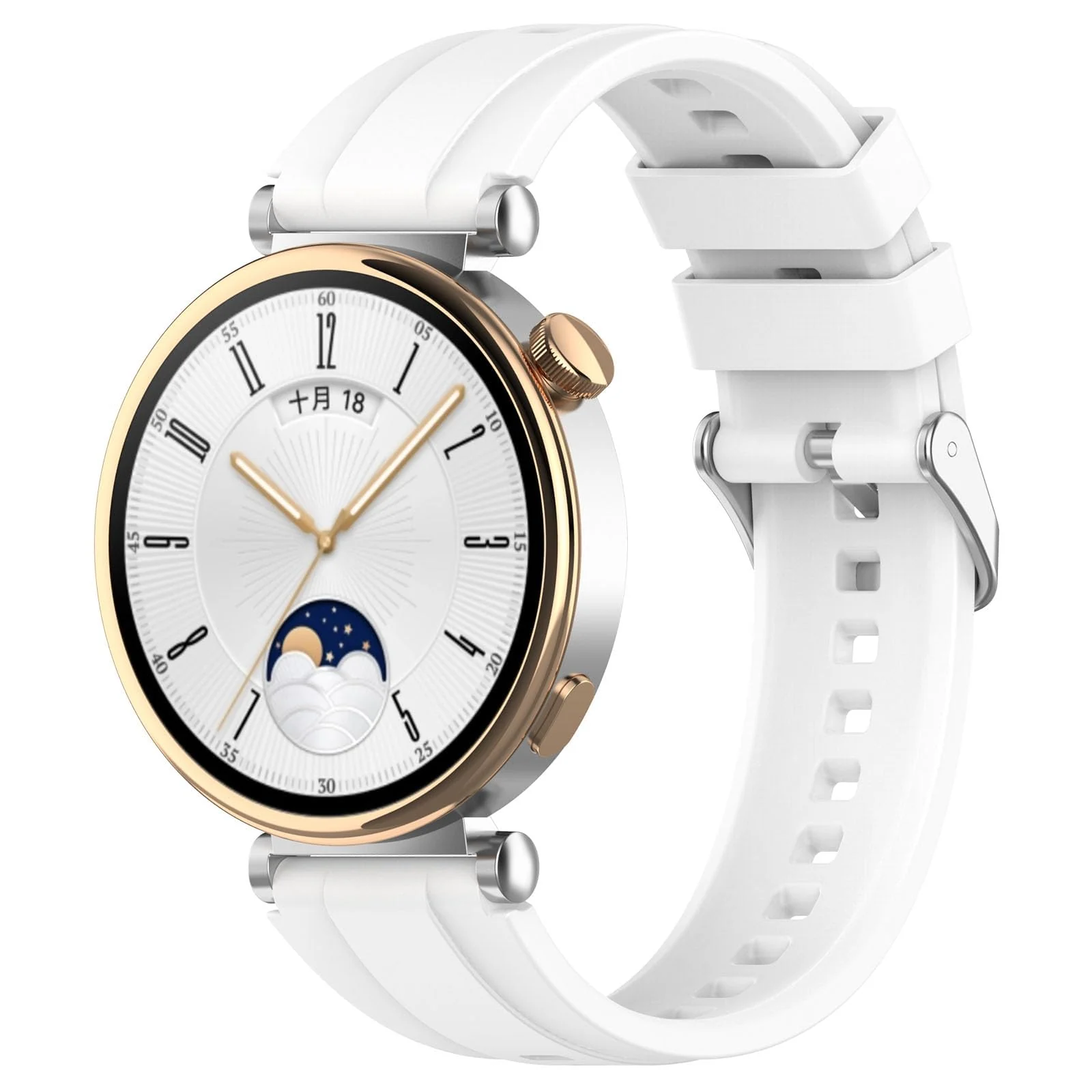 DL3 Mobilak Strap Compatible with Huawei Watch GT5 Pro 42mm / GT5 41mm / GT4 41mm / Garmin Venu 3S / Forerunner 265S / Fossil Women's Gen 6, 18mm Soft Silicone Replacement Bands - White