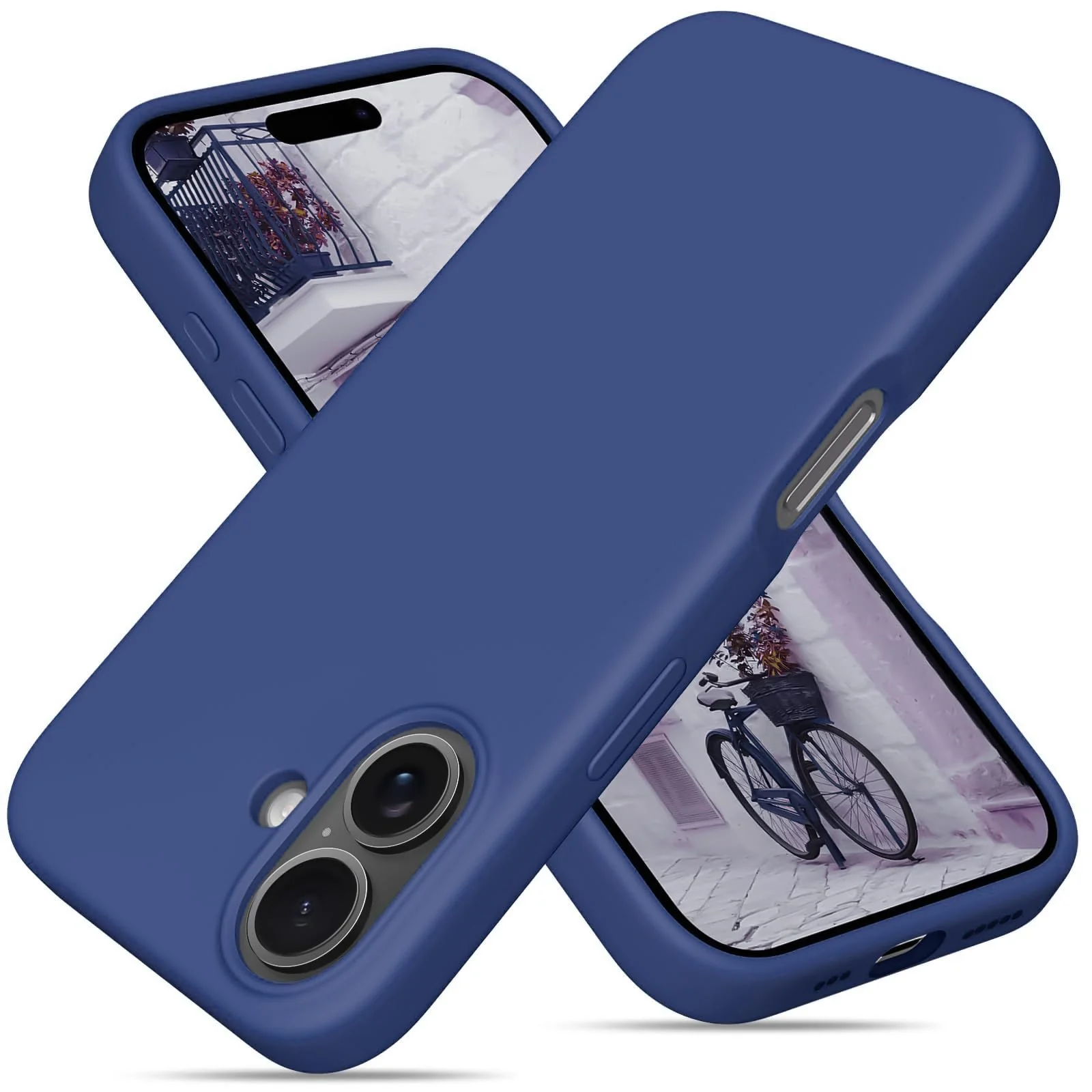 DL3 Mobilak Liquid Silicone Case for iPhone 16 6.1-inch, Supports wireless charging, Shock-absorbing protection, Scratch-resistant surface - Blue