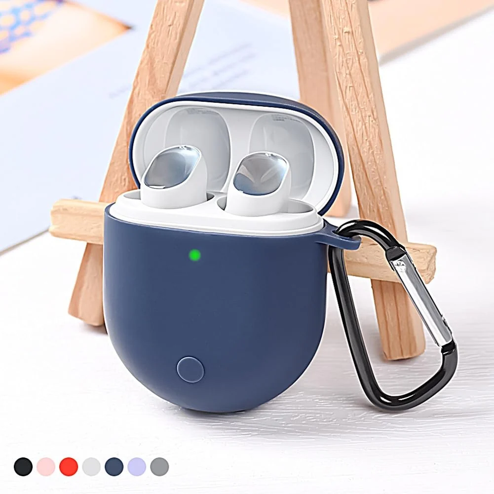 DL3 Mobilak Silicone Case Compatible withXiaomi Redmi Buds 3 Pro/Airdots 3 Pro Earbuds, Soft Silicone Protective Case Cover, Shockproof Sleeve with Carabiner - Blue