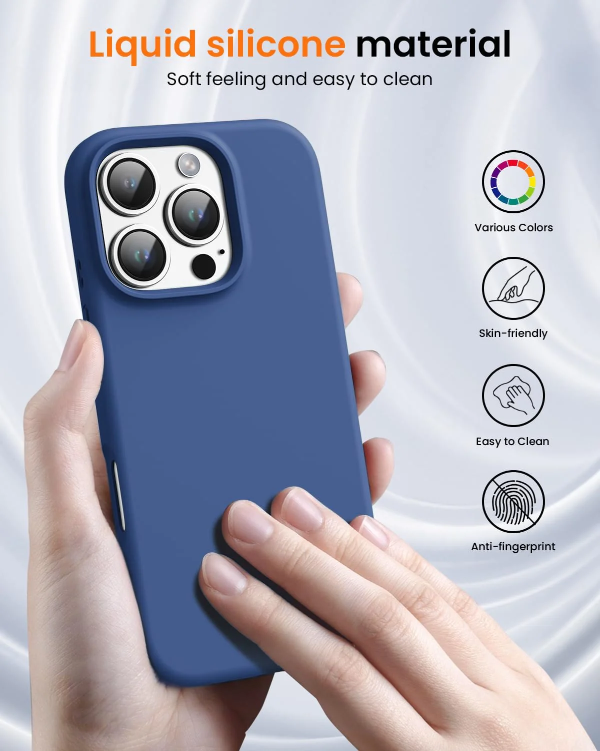 DL3 Mobilak Liquid Silicone Case for iPhone 16 Pro 6.3-inch, Supports wireless charging, Shock-absorbing protection, Scratch-resistant surface - Royal Blue