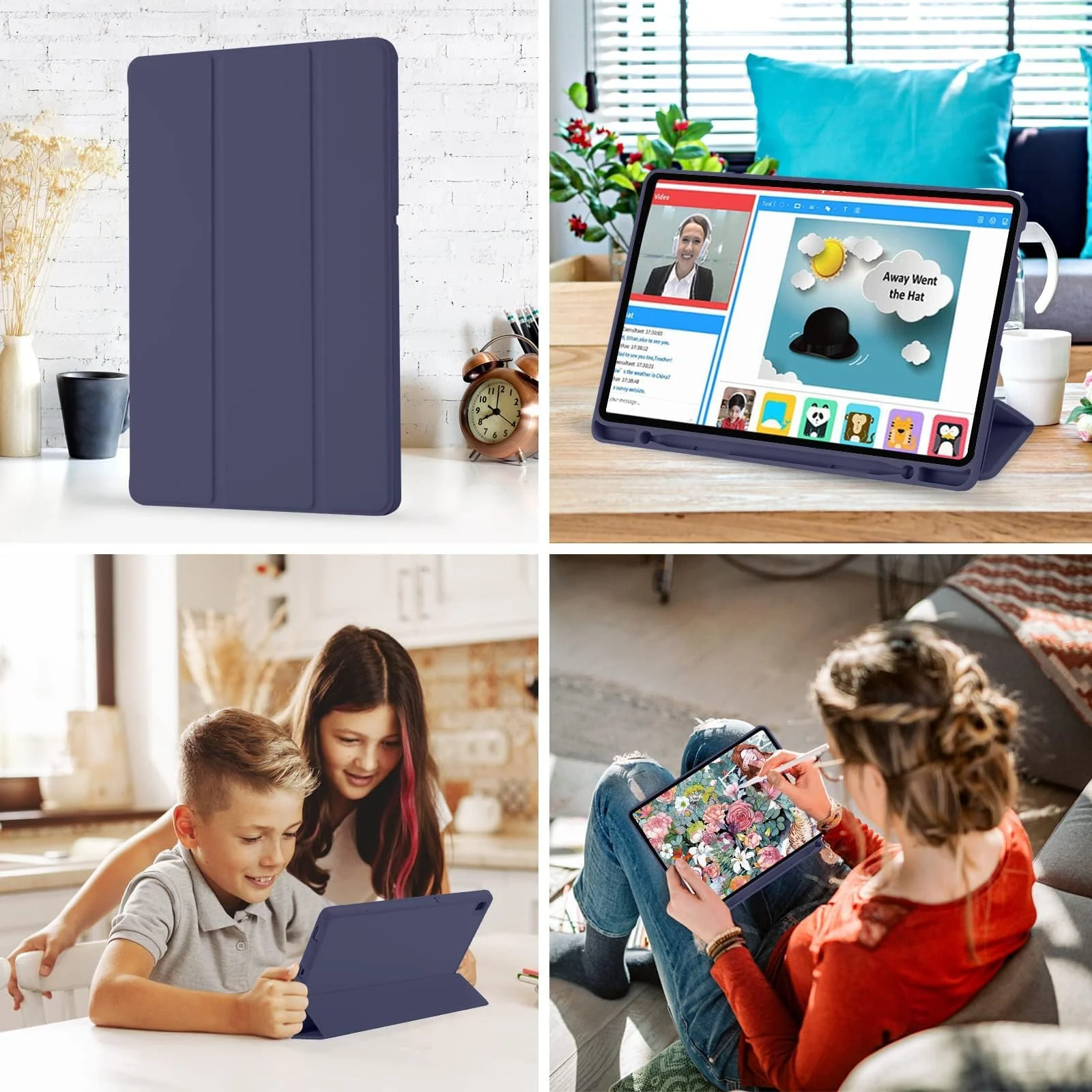 DL3 Mobilak Honor Pad 10 12.1 inch 2025 Case with Pen Holder, Soft TPU Back Trifold Stand Protective Smart Cover Flip, Auto Wake&Sleep - Blue