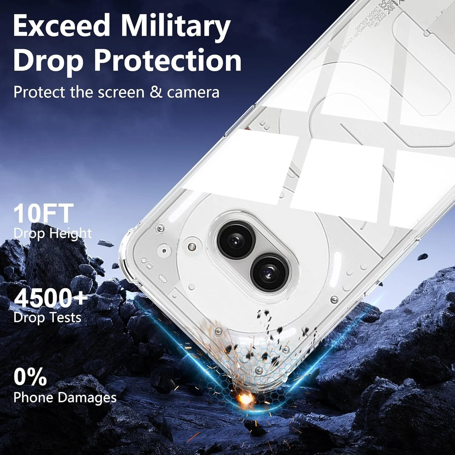 DL3 Mobilak Case Compatible with Nothing Phone 2A 5G, Cover Silicone TPU Gorilla Anti-shock Protector Camera Shockproof Corners - Clear