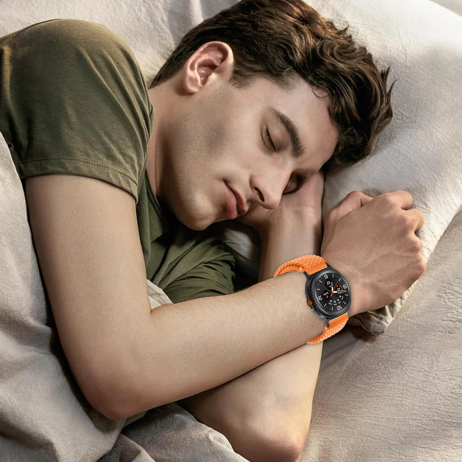 DL3 Mobilak 22mm Magnetic Band for Redmi Watch 5 Active/5 Lite/Samsung Galaxy Watch 3 45mm/Watch 46mm/Gear S3/Huawei watch GT6 GT5 46MM/GT2E/GT6 Pro/GT 5 Pro/Amazfit GTR 4/3, Stretchy Braided Nylon Sport Strap - Orange