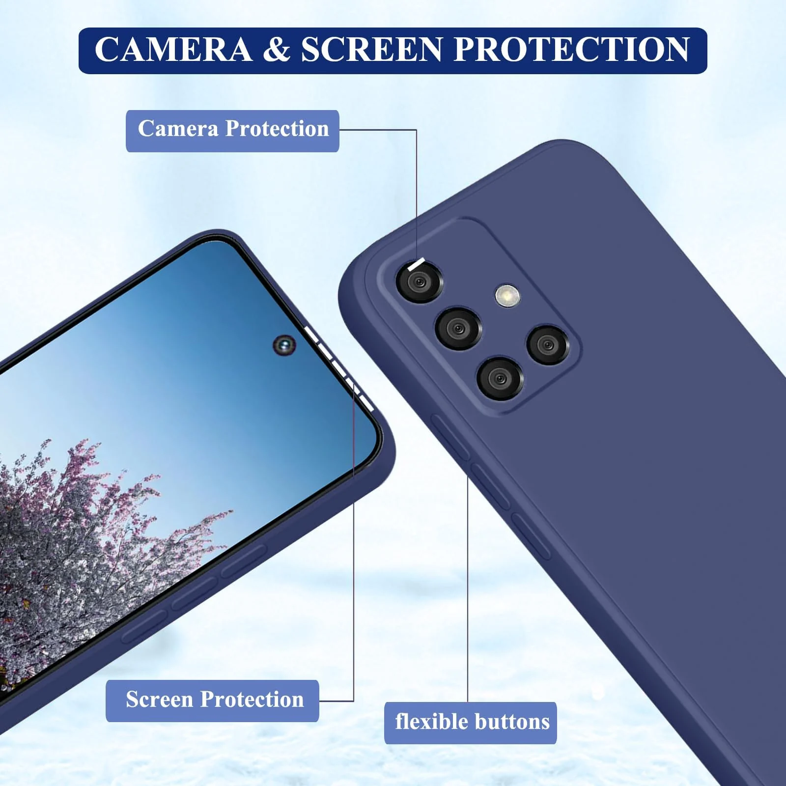 DL3 Mobilak Samsung Galaxy A51 Case, Soft Flexible Silicone Gel Rubber Bumper Cover, Full Body Shockproof Protective Phone Case - Blue 1