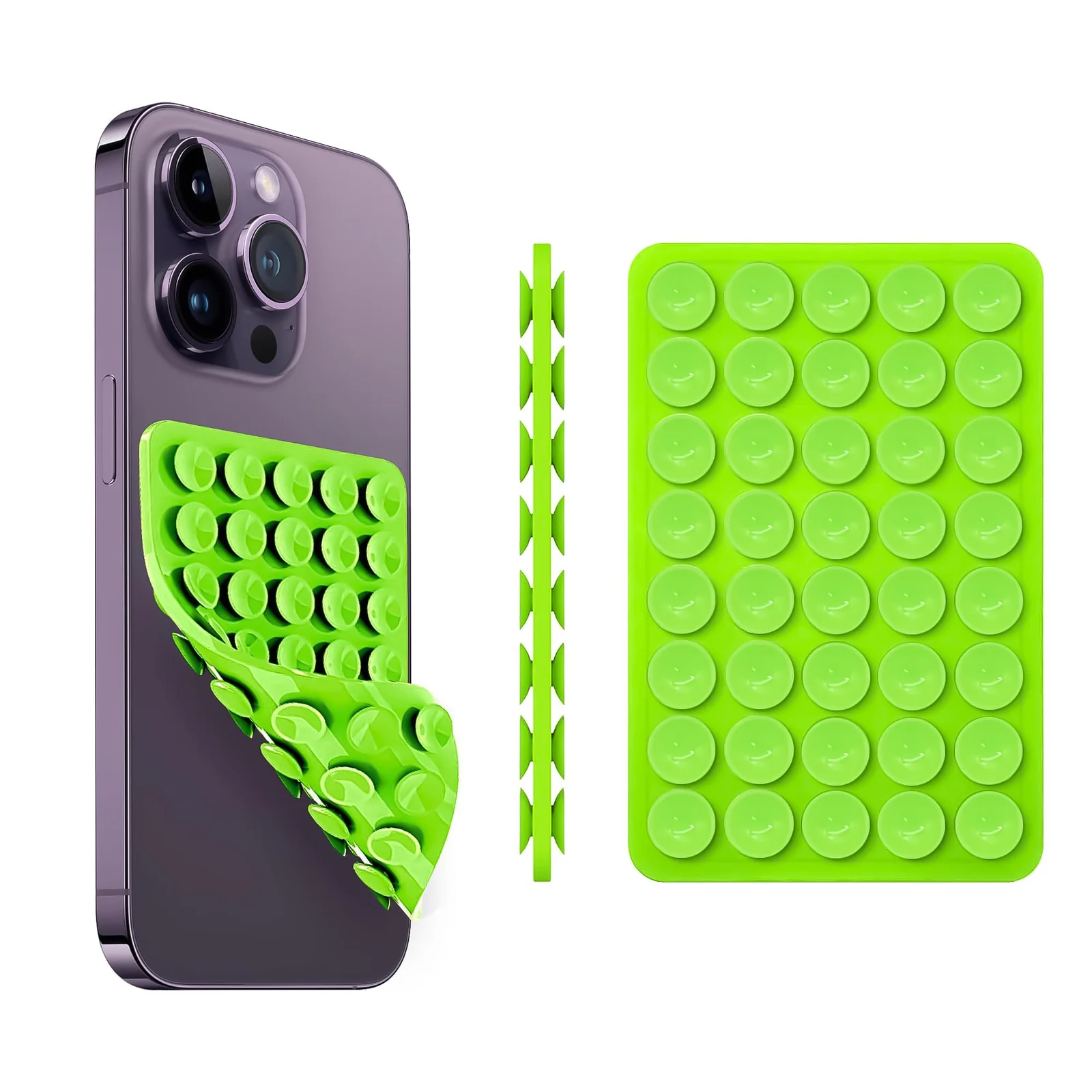 DL3 Mobilak Silicone Suction Cup Phone Mount for iPhone and Android, Double-sided suction design, Hands-free phone support, Strong suction grip - Neon Green