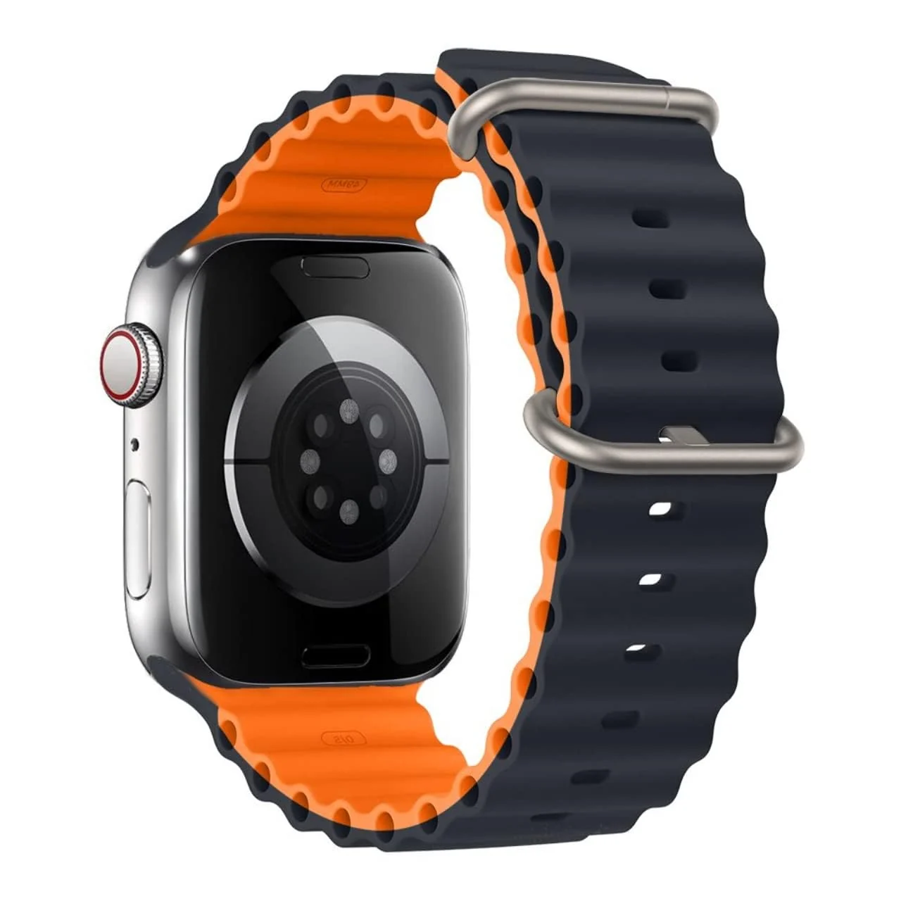 DL3 Mobilak Ocean Band For Apple Watch Band 49mm 45mm 44mm 42mm 41mm 40mm 38mm Men Women, Soft Silicone Sport Band Strap for iWatch Series 9 8 7 SE 6 5 4 3 2 1 (42MM/44MM/45MM/49MM) - Blue Orange