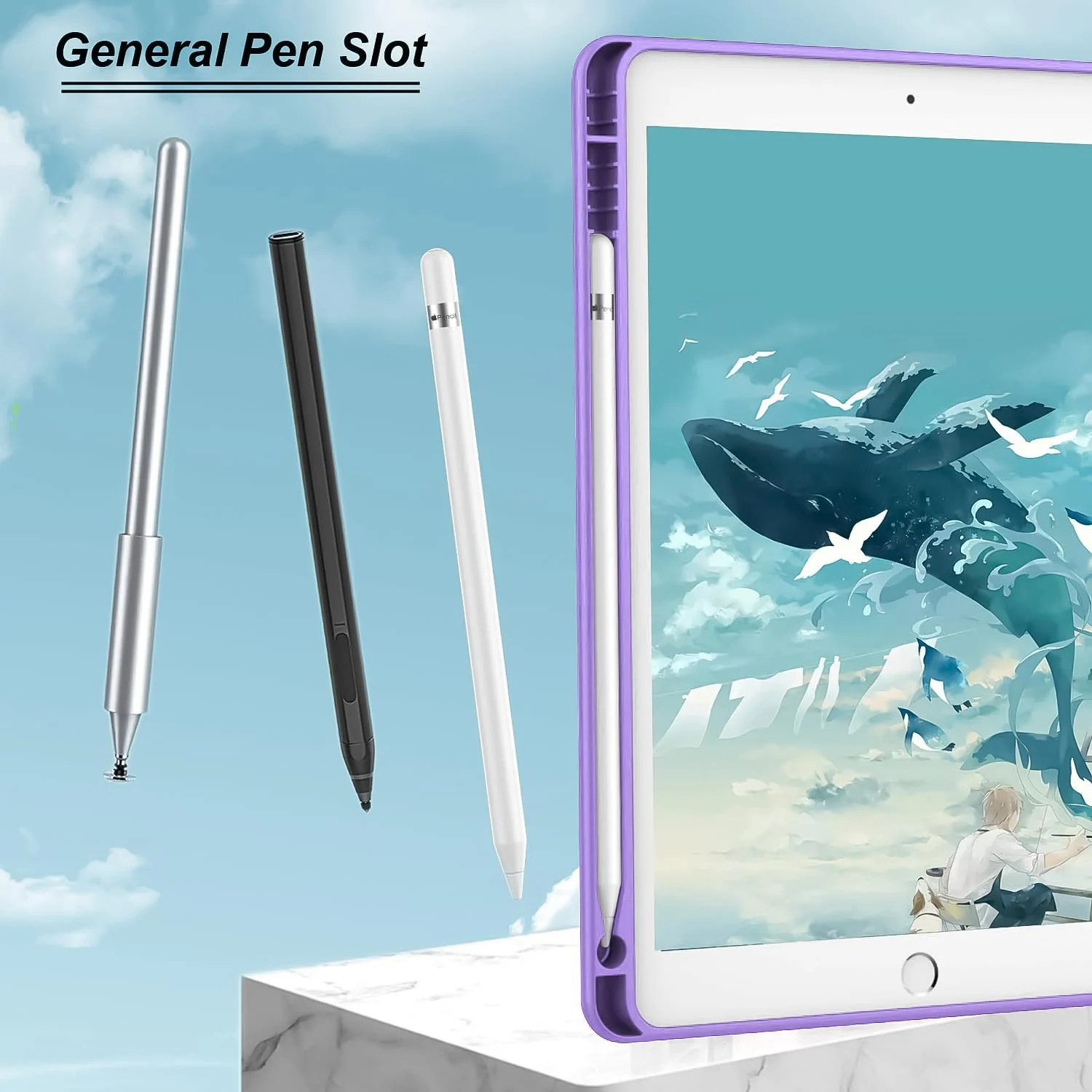 DL3 Mobilak Smart Case for Samsung Galaxy Tab A8 10.5 Inch 2021(-X200/-X205/-X207) with Pencil Holder, Soft TPU Smart Stand Back Cover Auto Wake/Sleep Feature - Light Purple