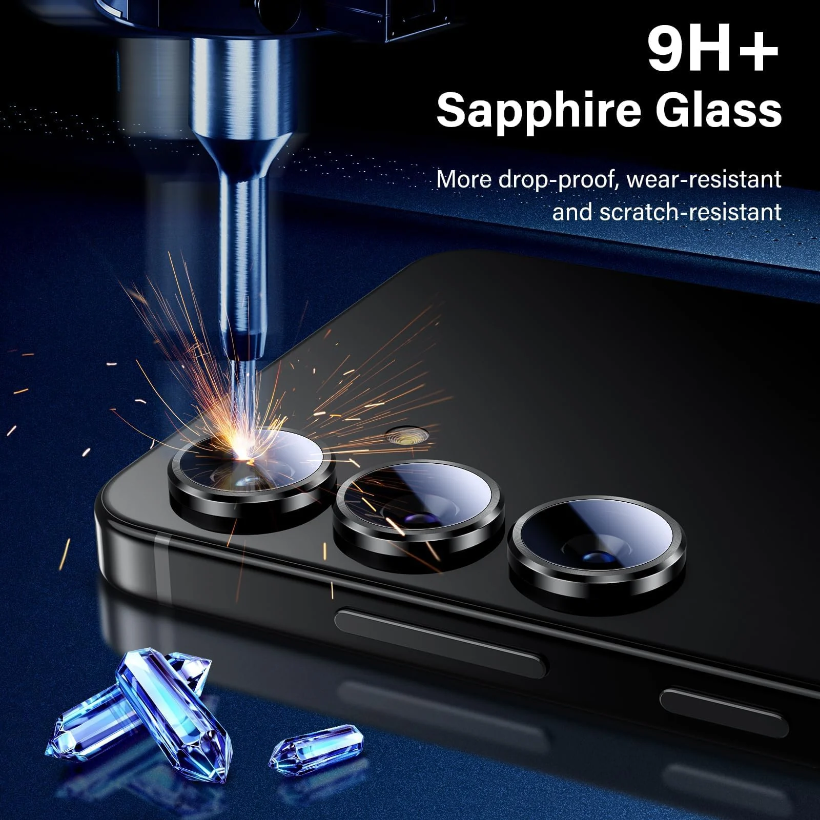 DL3 Mobilak Camera Lens Protector for Samsung Galaxy S23 FE Accessories, 9H Tempered Glass Metal Individual Ring Camera Cover Screen Protector for Samsung S23 FE, Case Friendly, Anti Scratch - Black
