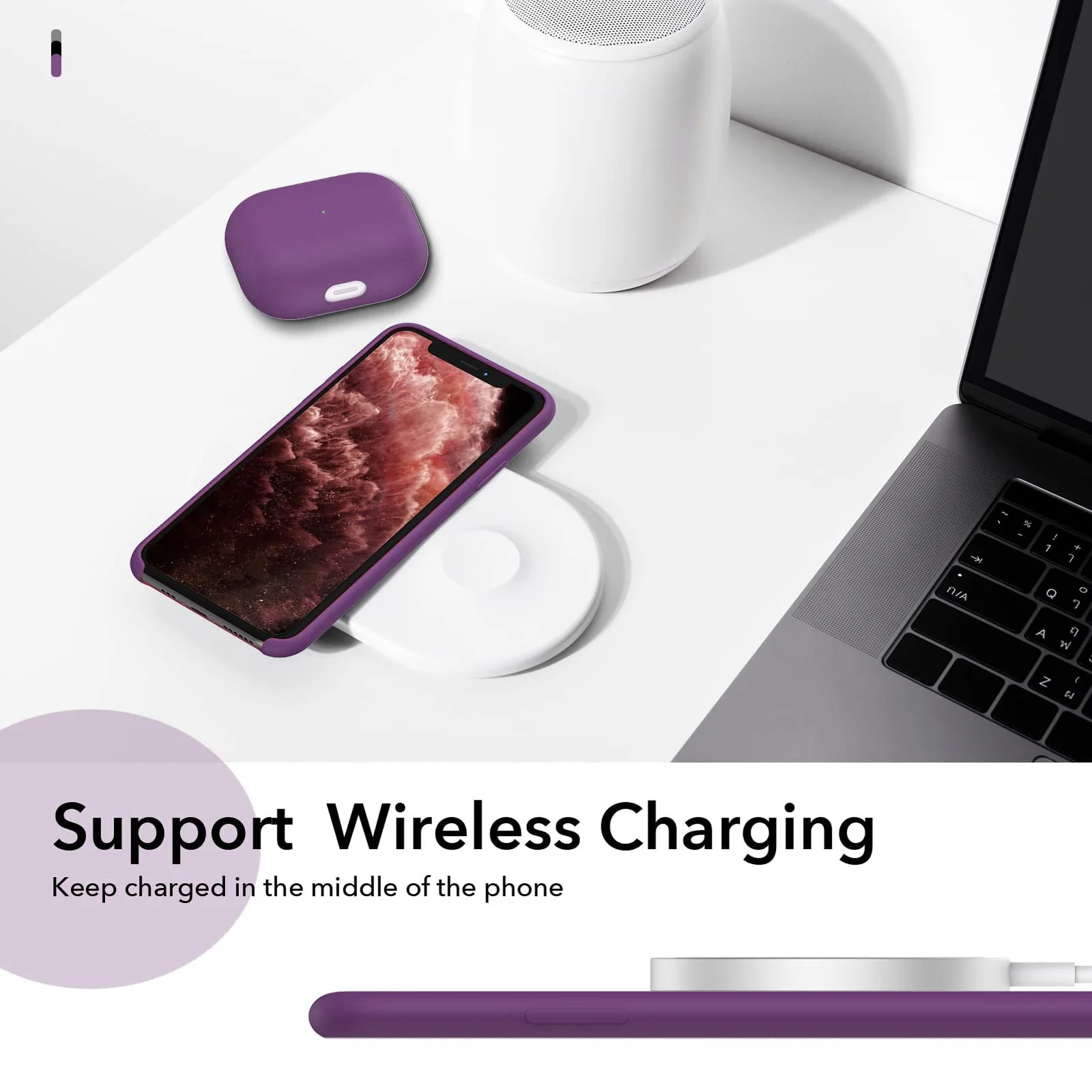 DL3 Mobilak Liquid Silicone Protective Case for iPhone 11 Pro (5.8 Inch) with Camera Protection and Microfiber Lining - Violet