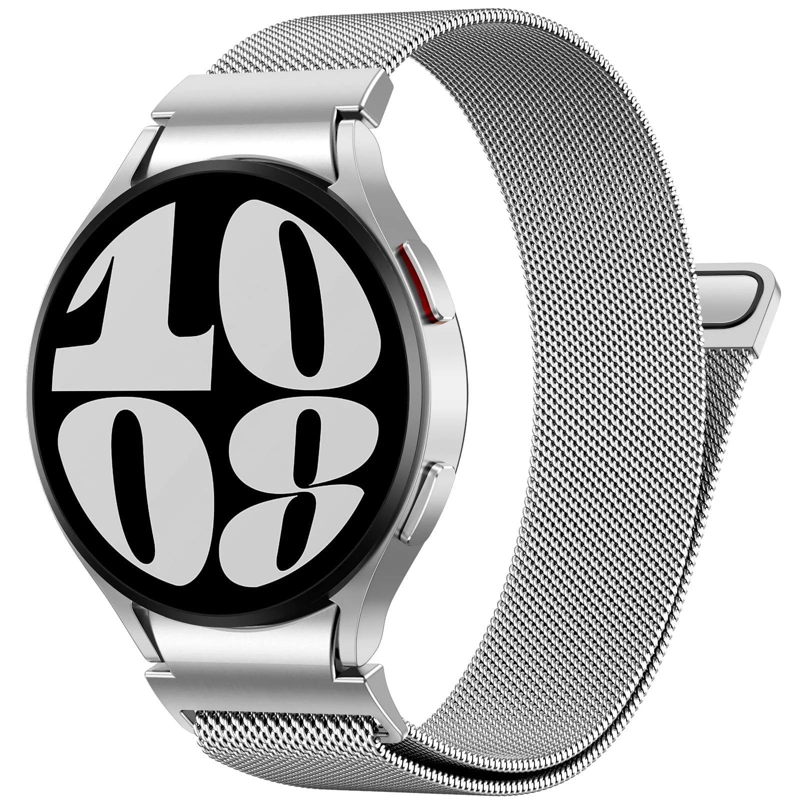 DL3 Mobilak No Gap Metal Band Compatible with Samsung Galaxy Watch 7 6 5 4 FE 40mm 44mm, Galaxy Watch 6 4 Classic 47mm 43mm 42mm 46mm/Watch 5 Pro 45mm, Stainless Steel Wristband Women Men - Silver