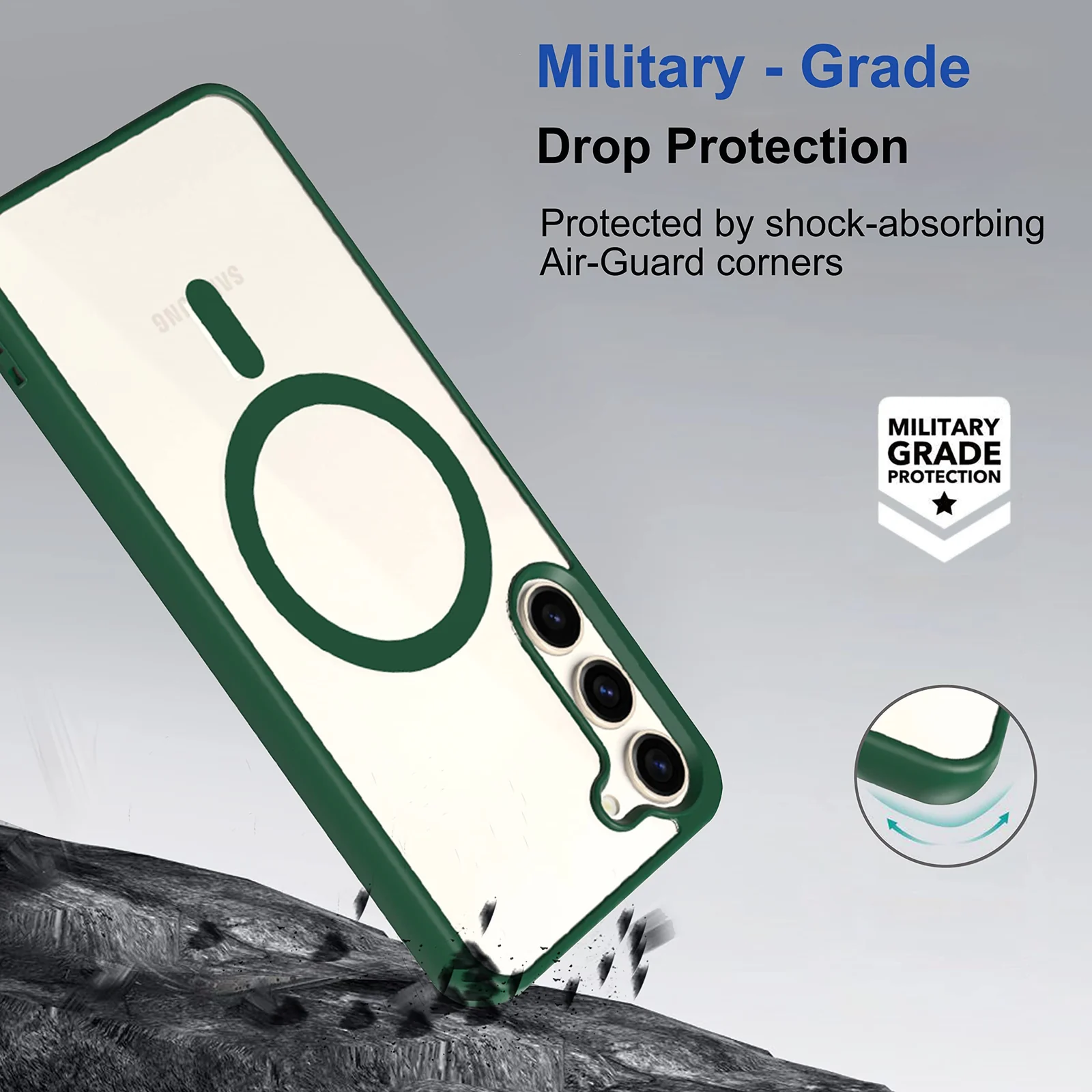 DL3 Mobilak MagSafe-Compatible Clear Magnetic Case for Samsung Galaxy S23 - Green