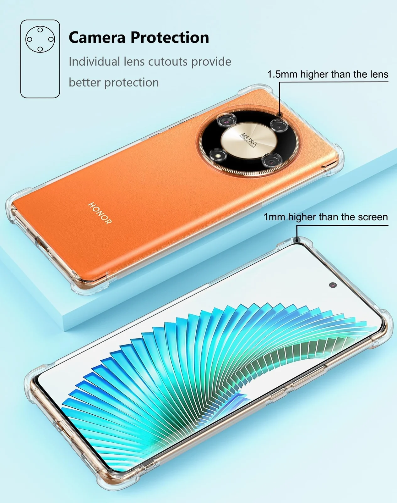 DL3 Mobilak Case For Honor X9a 5G / Honor Magic 5 Lite, Cover Silicone Transparent TPU Gorilla Anti-shock Protector Camera Shockproof Corners - Clear