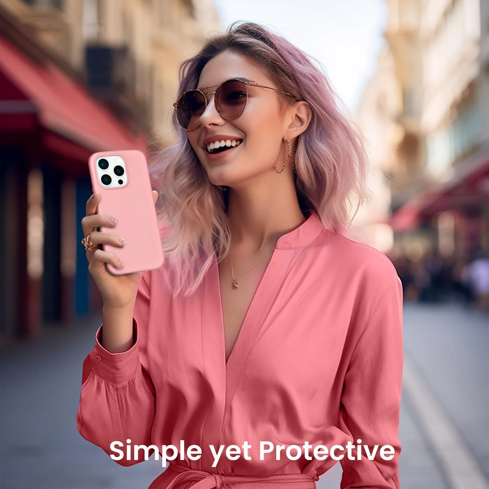 DL3 Mobilak Liquid Silicone Protective Case for iPhone 15 Pro Max with Camera Protection and Microfiber Lining - Pastel Pink