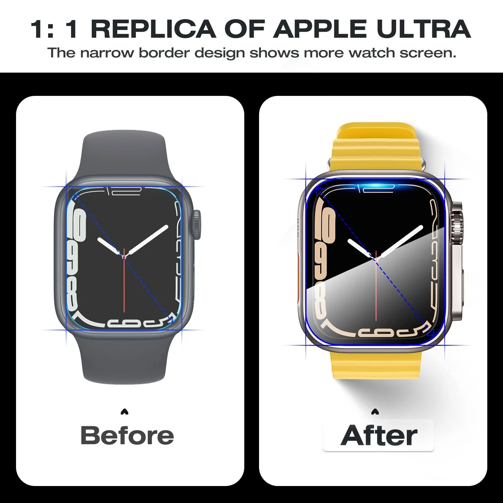 DL3 Mobilak Apple Watch 45mm Screen Protector Case, Built-in Tempered Glass Screen for iWatch Series 9 8 7 (Titanium) - Ultra-Like Design - Titanium