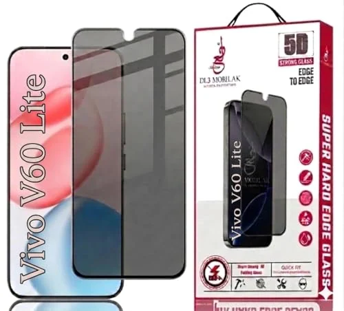 DL3 Mobilak vivo V60 Lite 5G Privacy Screen Protector, Does not support fingerprint, Anti-Spy 9H Hardness Tempered Glass Film [Case Friendly] [Bubble Free] - Black