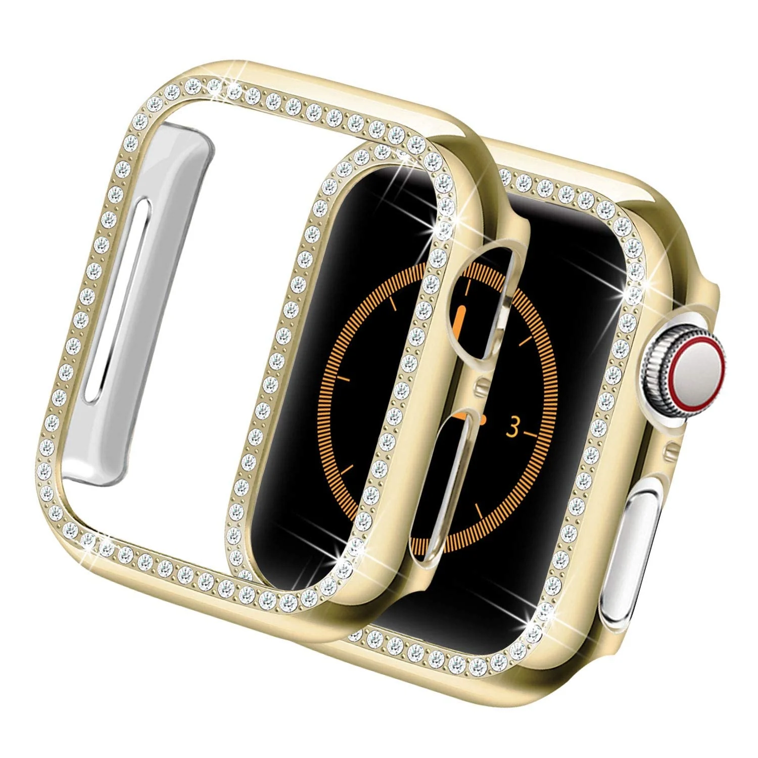 DL3 Mobilak Bumper Diamond Case Compatible with Apple Watch Series 8 Series 7 41mm, Bling Crystal Diamonds PC Plastic Protector Case Cover Frame For Apple Watch Series 8/7 41 mm