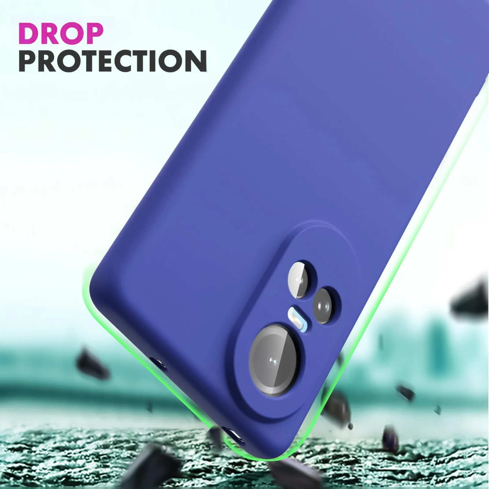 DL3 Mobilak Liquid Silicone Protective Case for OPPO Reno 10 with Microfiber Lining and Shockproof Design - Light Blue
