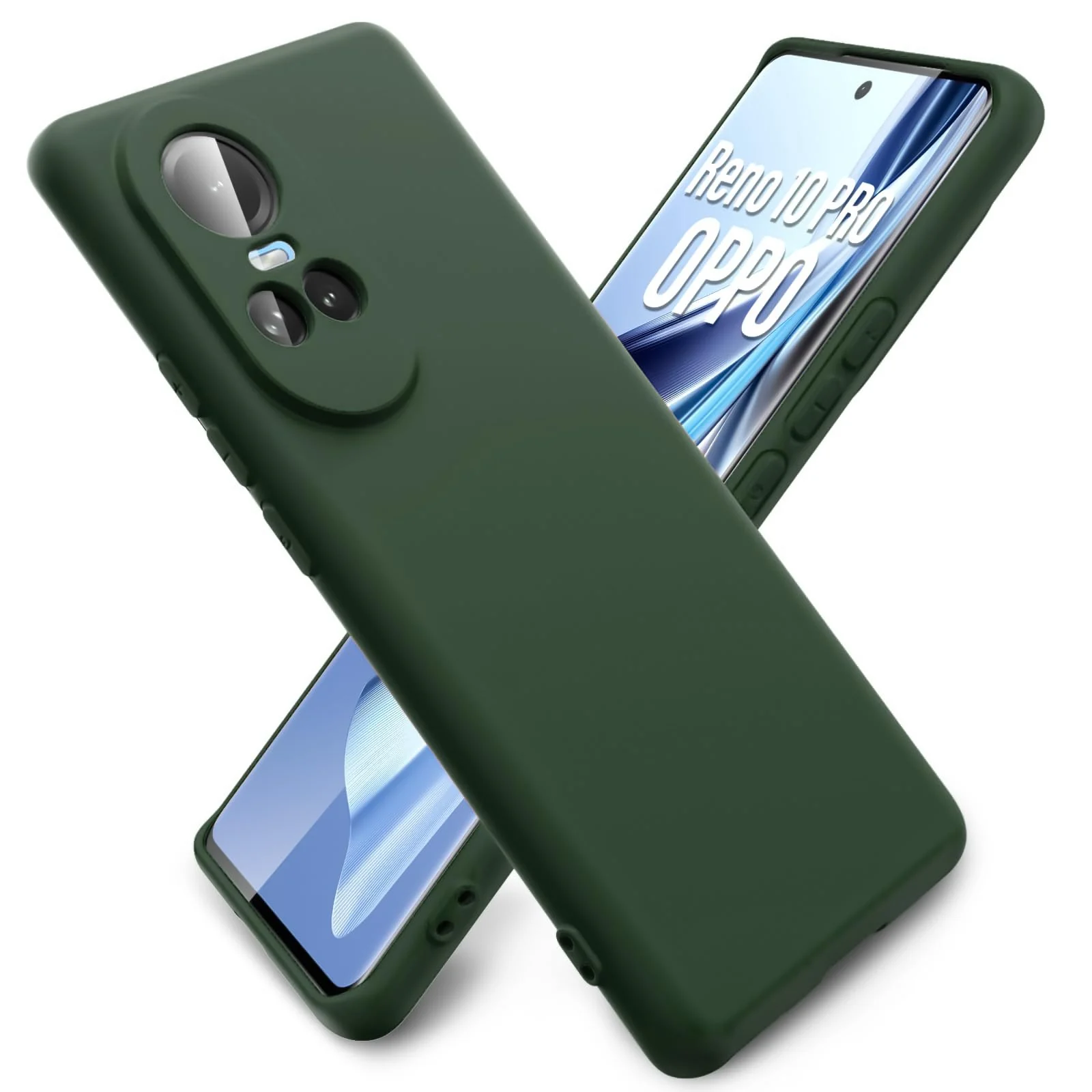 DL3 Mobilak Liquid Silicone Case for OPPO Reno 10, Shock-absorbing protection, Scratch-resistant surface, Soft microfiber lining - Green