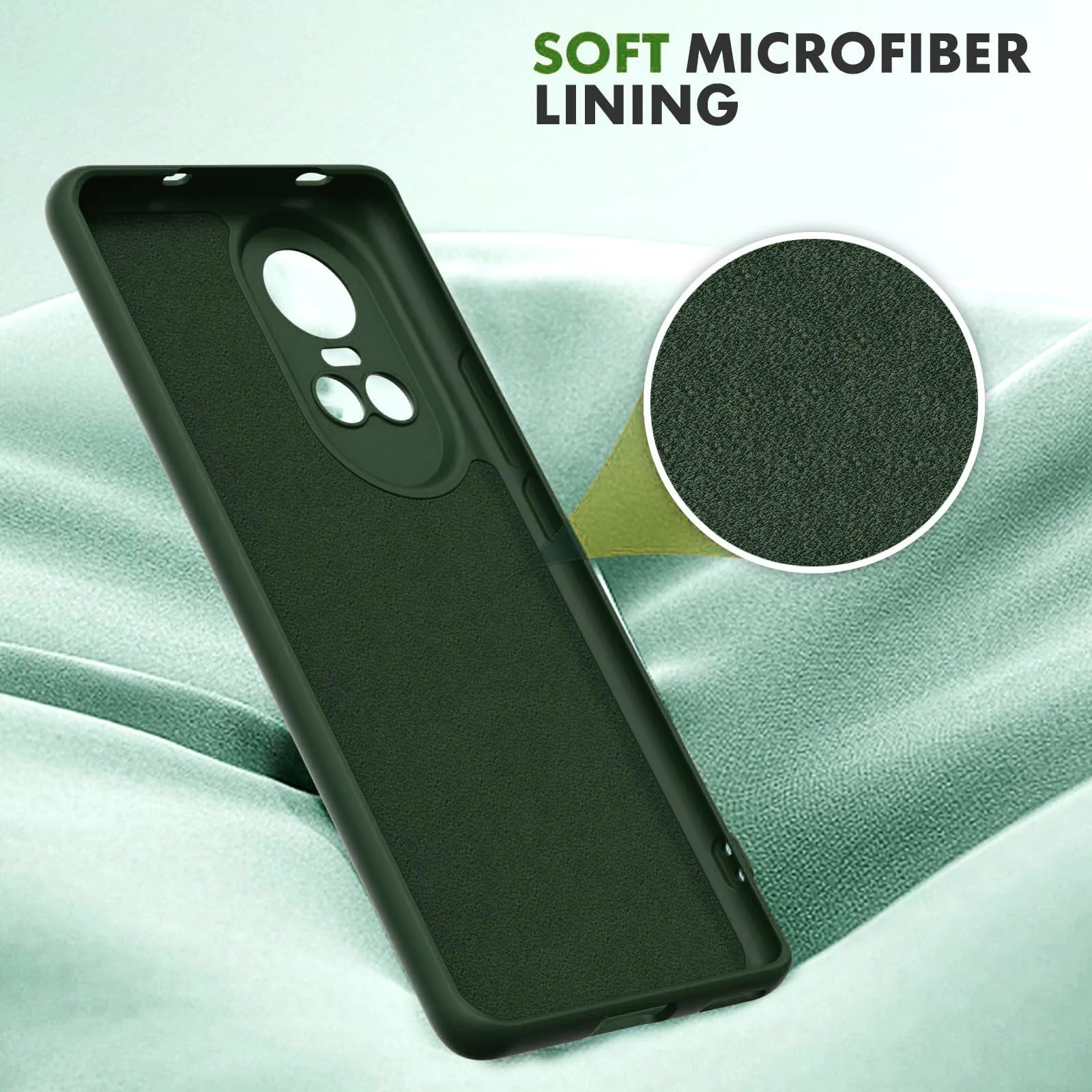 DL3 Mobilak Liquid Silicone Case for OPPO Reno 10, Shock-absorbing protection, Scratch-resistant surface, Soft microfiber lining - Green