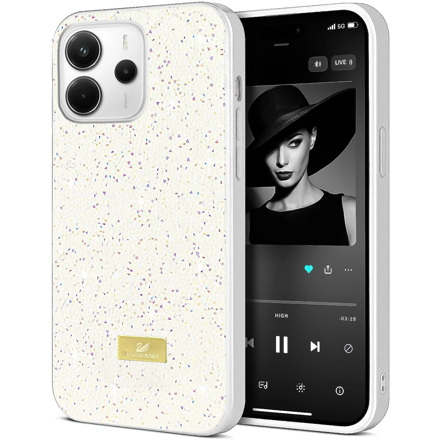 Xiaomi Redmi Note 14 4G — DL3 Mobilak Glitter Protective Case for Xiaomi Redmi Note 14 4G (Not 5G), Supports wireless charging, Shock-absorbing protection, Scratch-resistant surface
