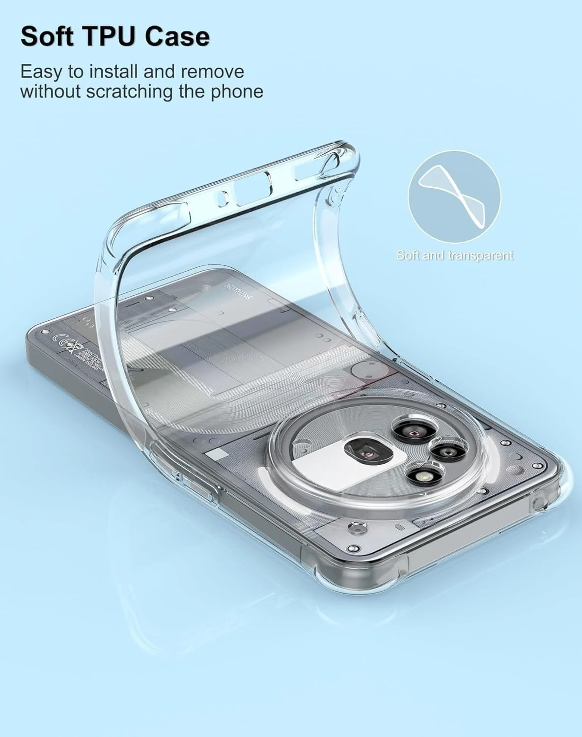 DL3 Mobilak Case Compatible with Nothing Phone 3A Pro, Cover Silicone TPU Gorilla Anti-shock Protector Camera Shockproof Corners - Clear