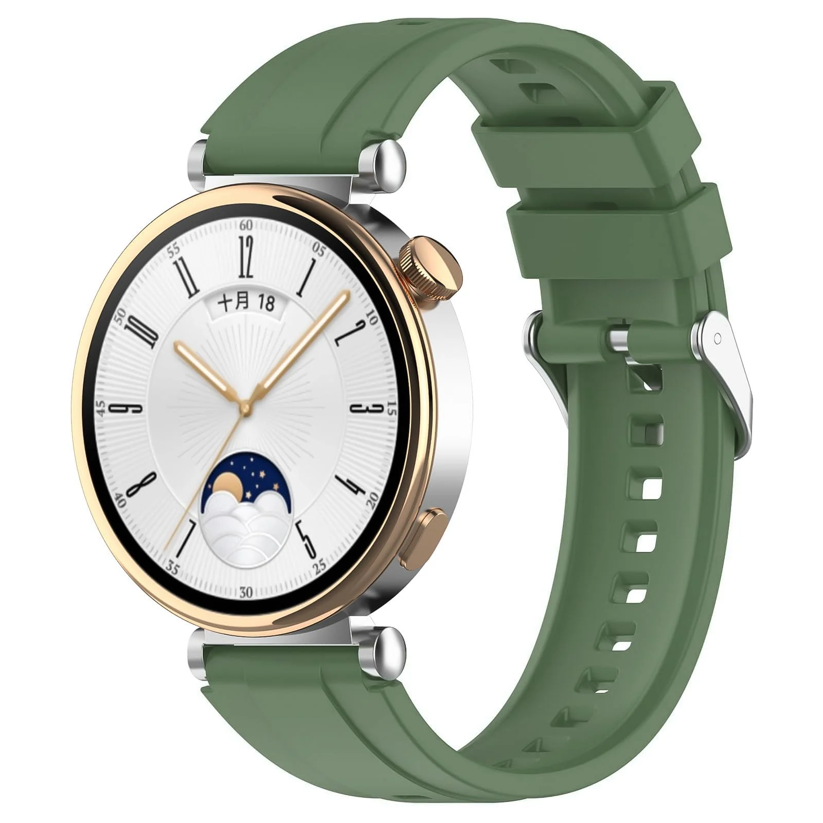 DL3 Mobilak Strap Compatible with Huawei Watch GT5 Pro 42mm / GT5 41mm / GT4 41mm / Garmin Venu 3S / Forerunner 265S / Fossil Women's Gen 6, 18mm Soft Silicone Replacement Bands - Green