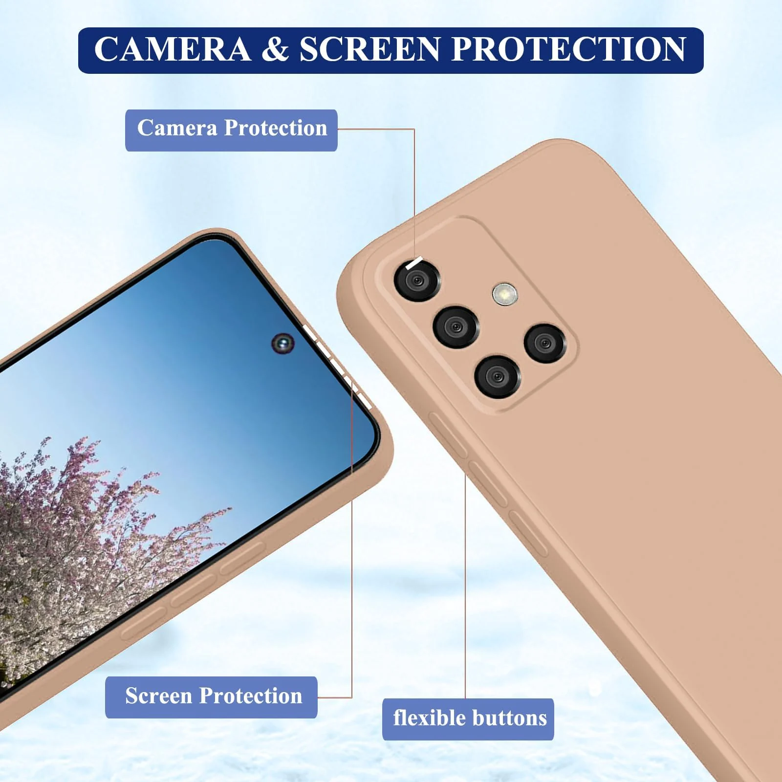 DL3 Mobilak Soft Silicone Gel Bumper Case for Samsung Galaxy A51 - Light Orange