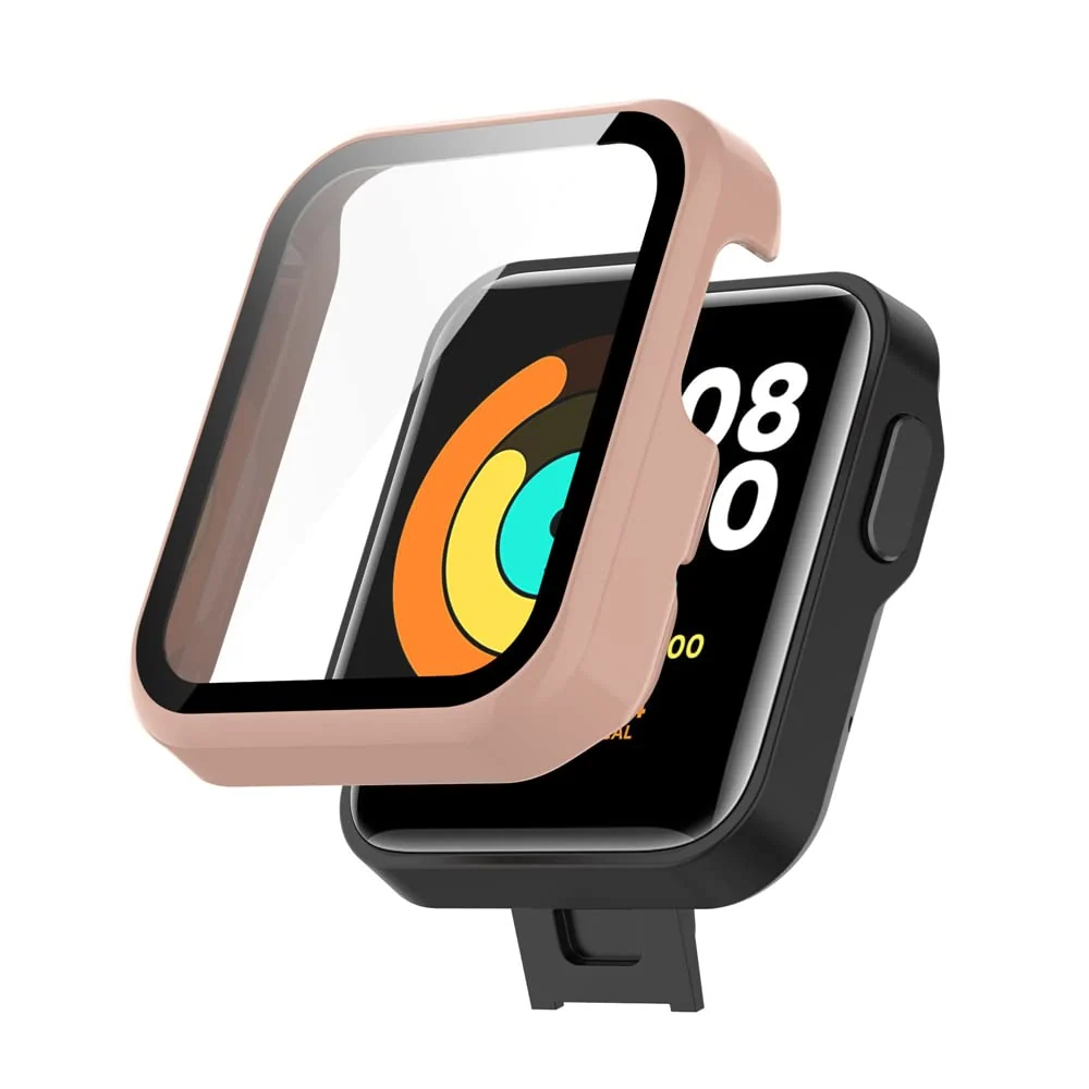 DL3 Mobilak Protective Case Compatible with Xiaomi Mi Watch Lite, 9H Hardness PC Cover Bumper Full Slim Protective Case with Tempered Glass For Redmi Watch Lite