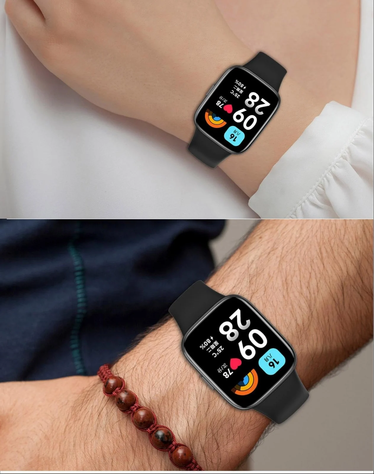 DL3 MOBILAK Strap Silicone Compatible With Xiaomi Redmi Watch 3 Lite/Redmi Watch 3 Active, Sport Silicone Watch Band Wrist Strap,Bracelet Wristband Wrist Strap - Black