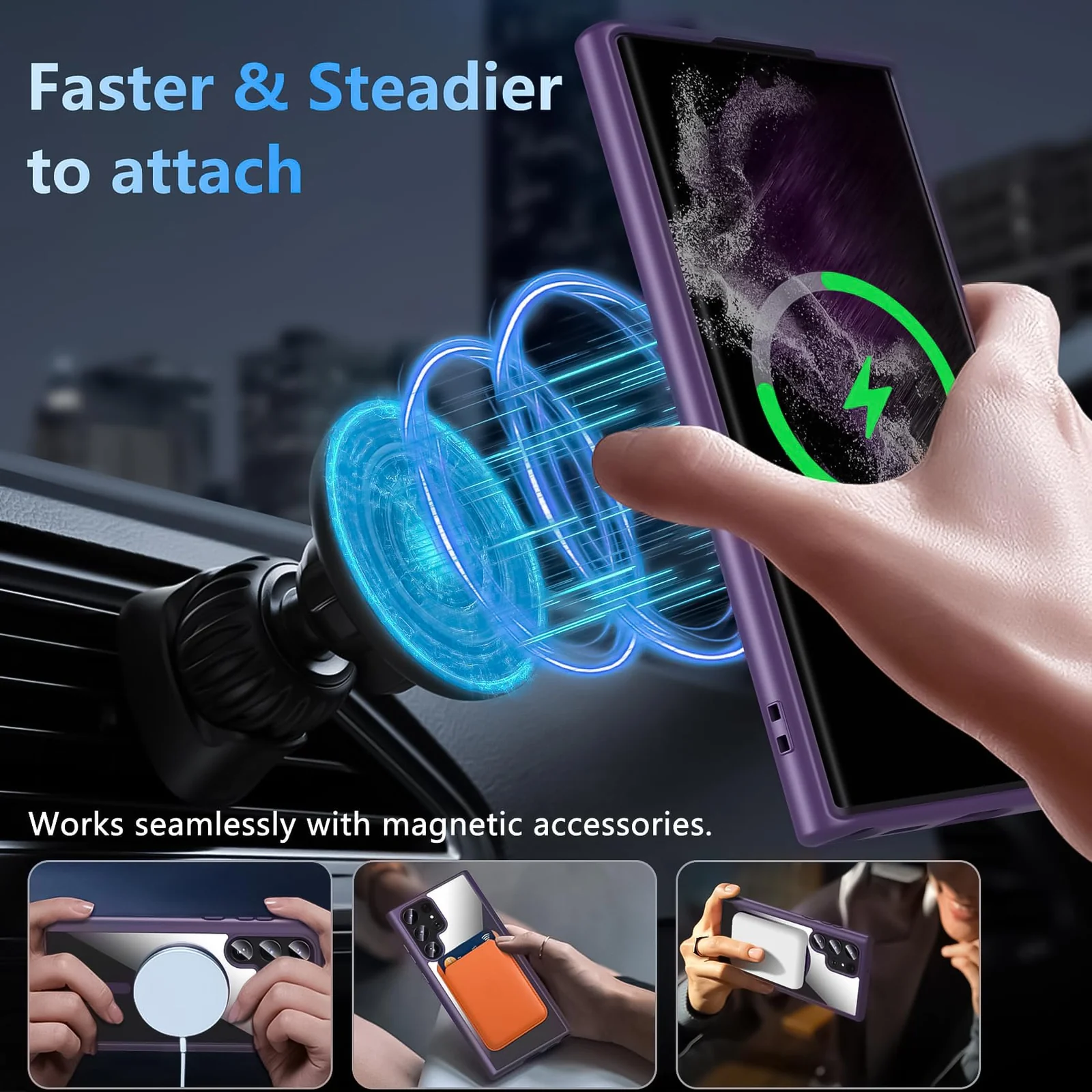 DL3 Mobilak MagSafe-Compatible Clear Magnetic Case for Samsung Galaxy S23 Ultra - Deep Purple