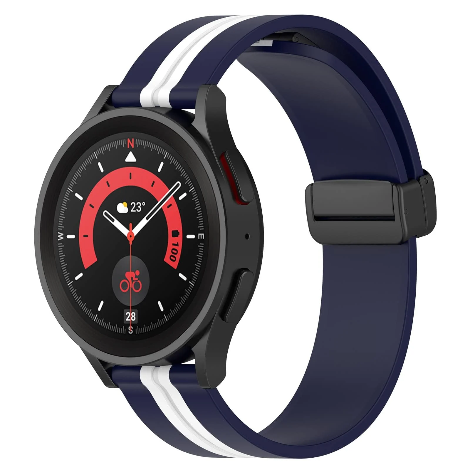 DL3 Mobilak Strap Silicone Magnetic Buckle 20MM For Samsung Gear Sport/Watch 6/5/4/5 Pro 45mm/S2 classic/active 2 40mm 44mm/Amazfit GTS 2/2e/GTS 3/3 Pro/GTS 4/GTS 2 Mini/3 Mini/4 Mini/Bip 3/Bip 3 Pro - A.Blue White